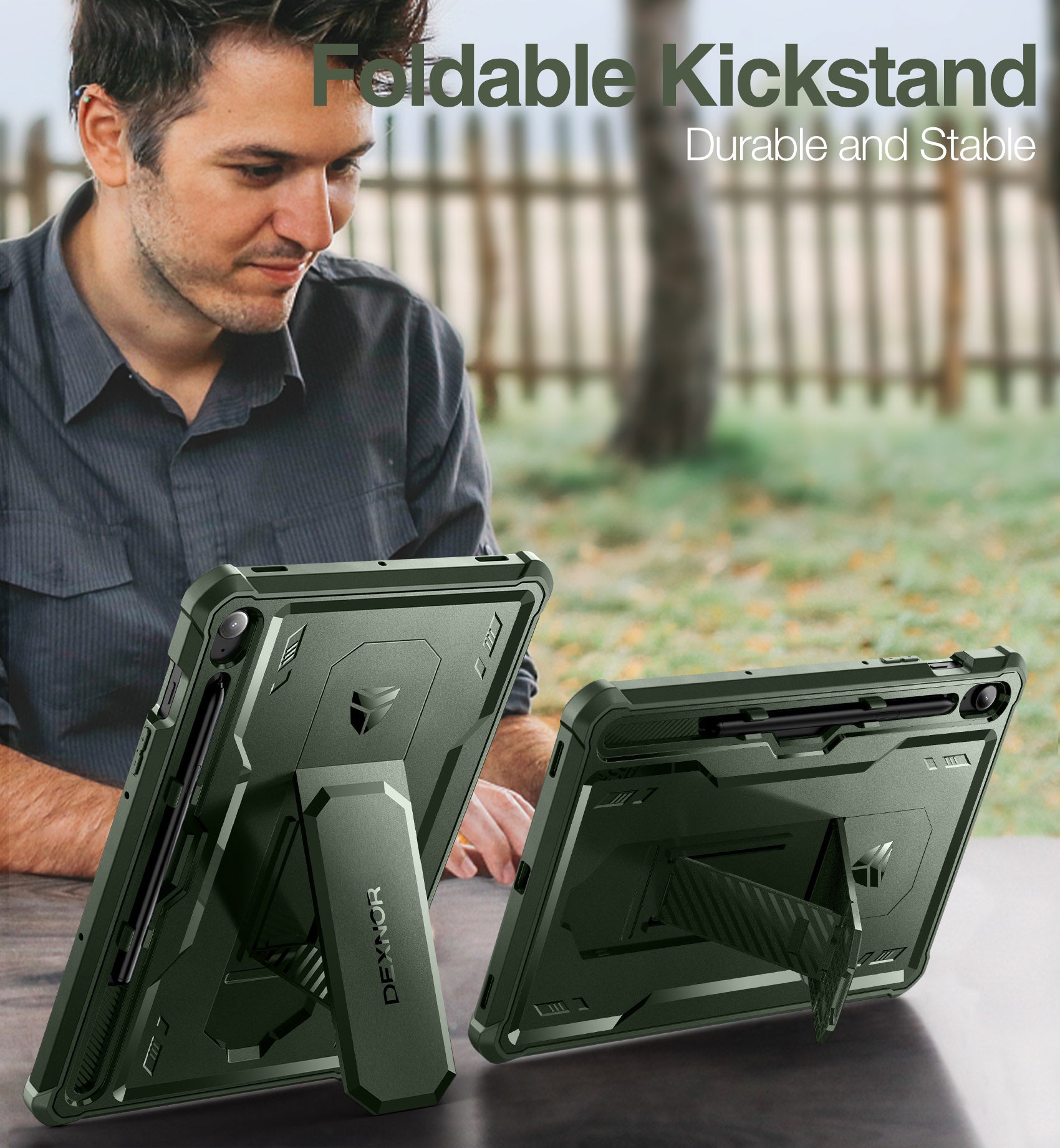 Dexnor Case for Samsung Galaxy Tab S9 FE 10.9 Inch 2023 Built in Screen Protector Kickstand with Pen Holder Heavy Duty Full Body Cover