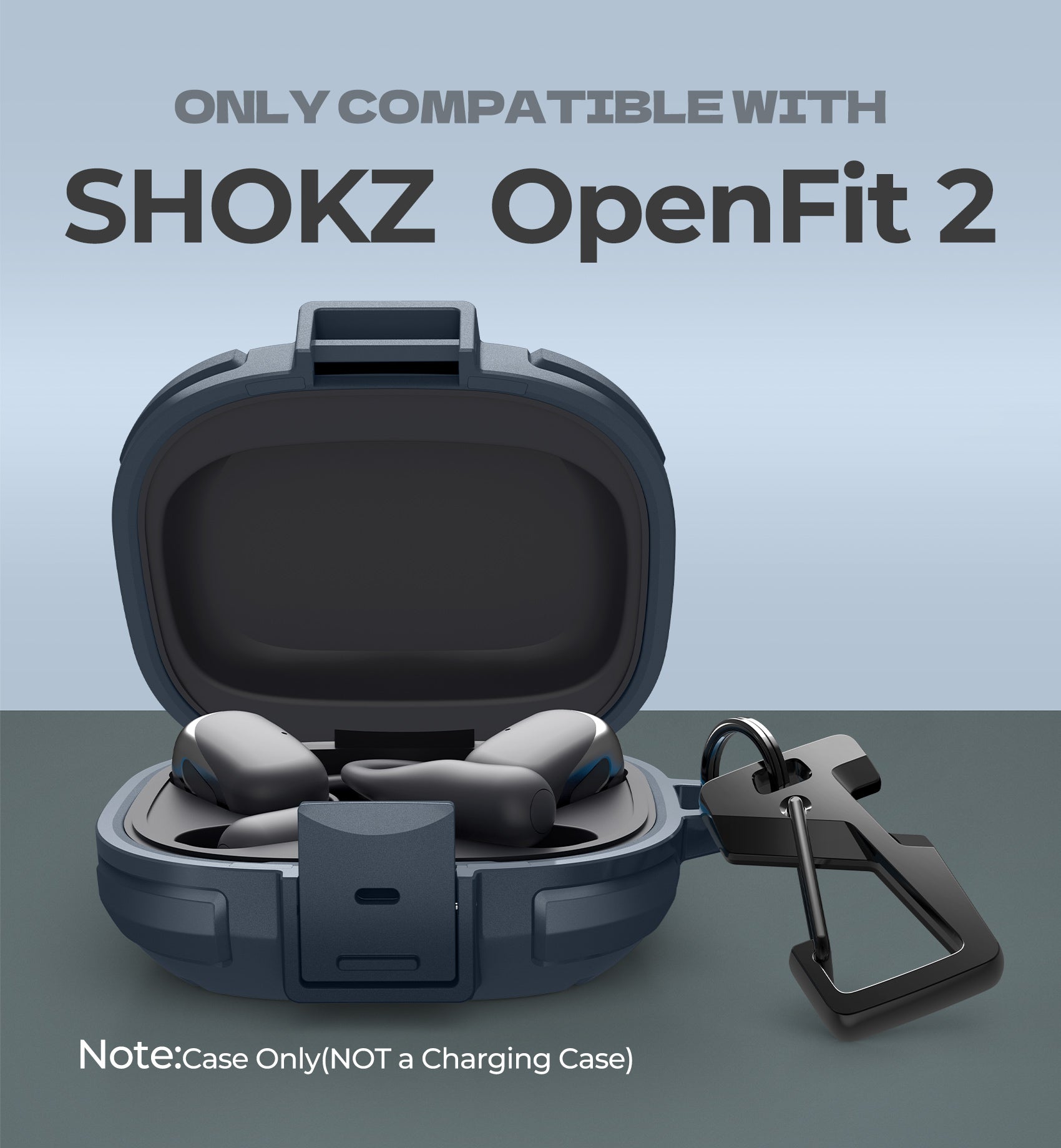 Dexnor Case for Shokz OpenFit 2nd Gen 2025 with Drop-Proof Lock Shockproof Rugged Bumper Protective Cover with Carabiner Keyring Cleaner Kit