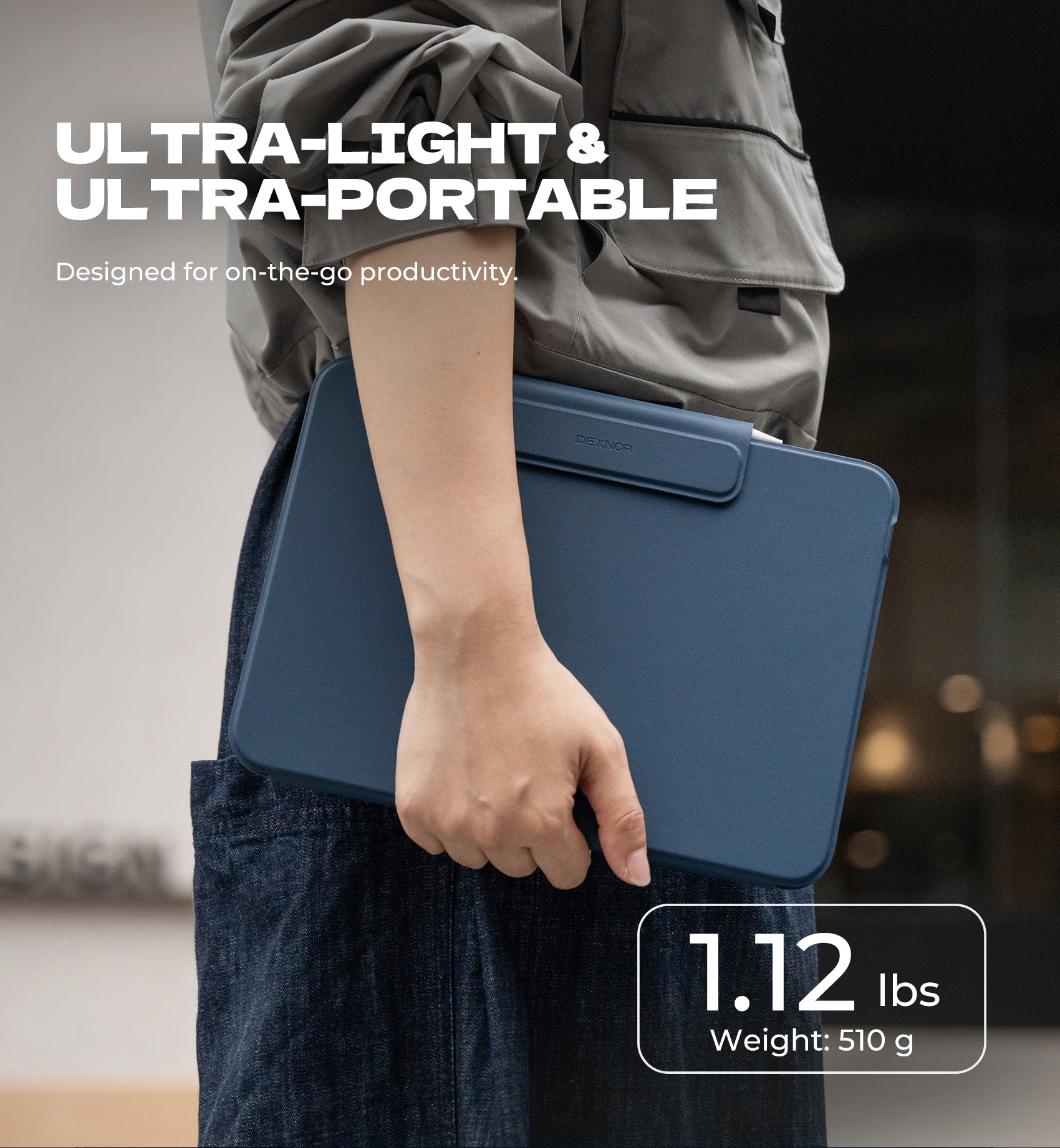 Dexnor Keyboard Case For iPad 10th Gen With Trackpad Pen Holder Slim Bluetooth Black 10.9 Inch