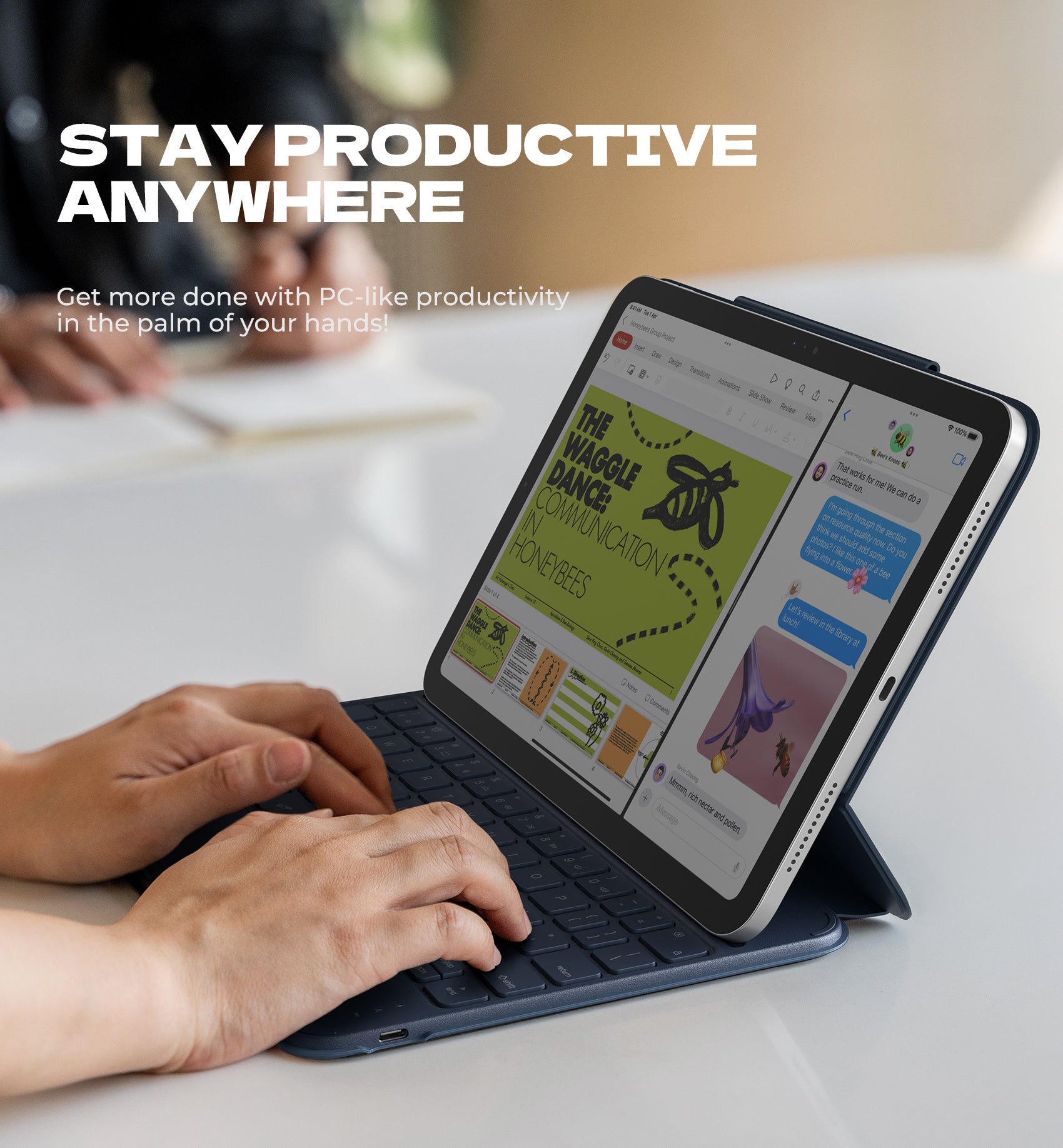 Dexnor Keyboard Case For iPad 10th Gen With Trackpad Pen Holder Slim Bluetooth Black 10.9 Inch