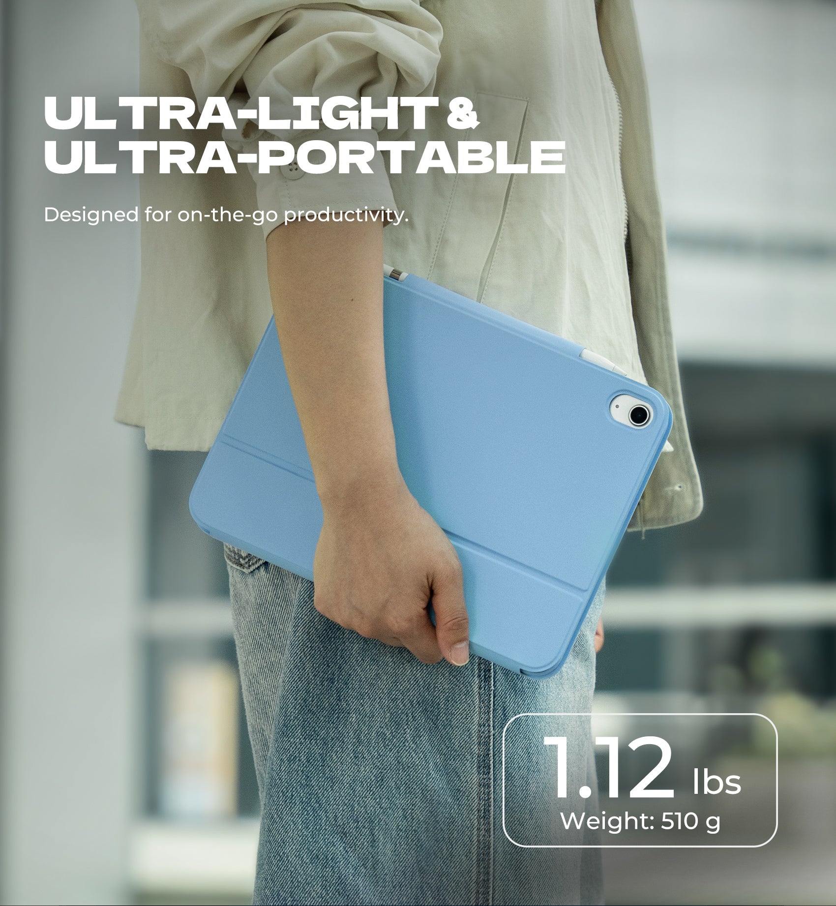 Dexnor Keyboard Case For iPad 10th Gen With Trackpad Pen Holder Slim Bluetooth Black 10.9 Inch