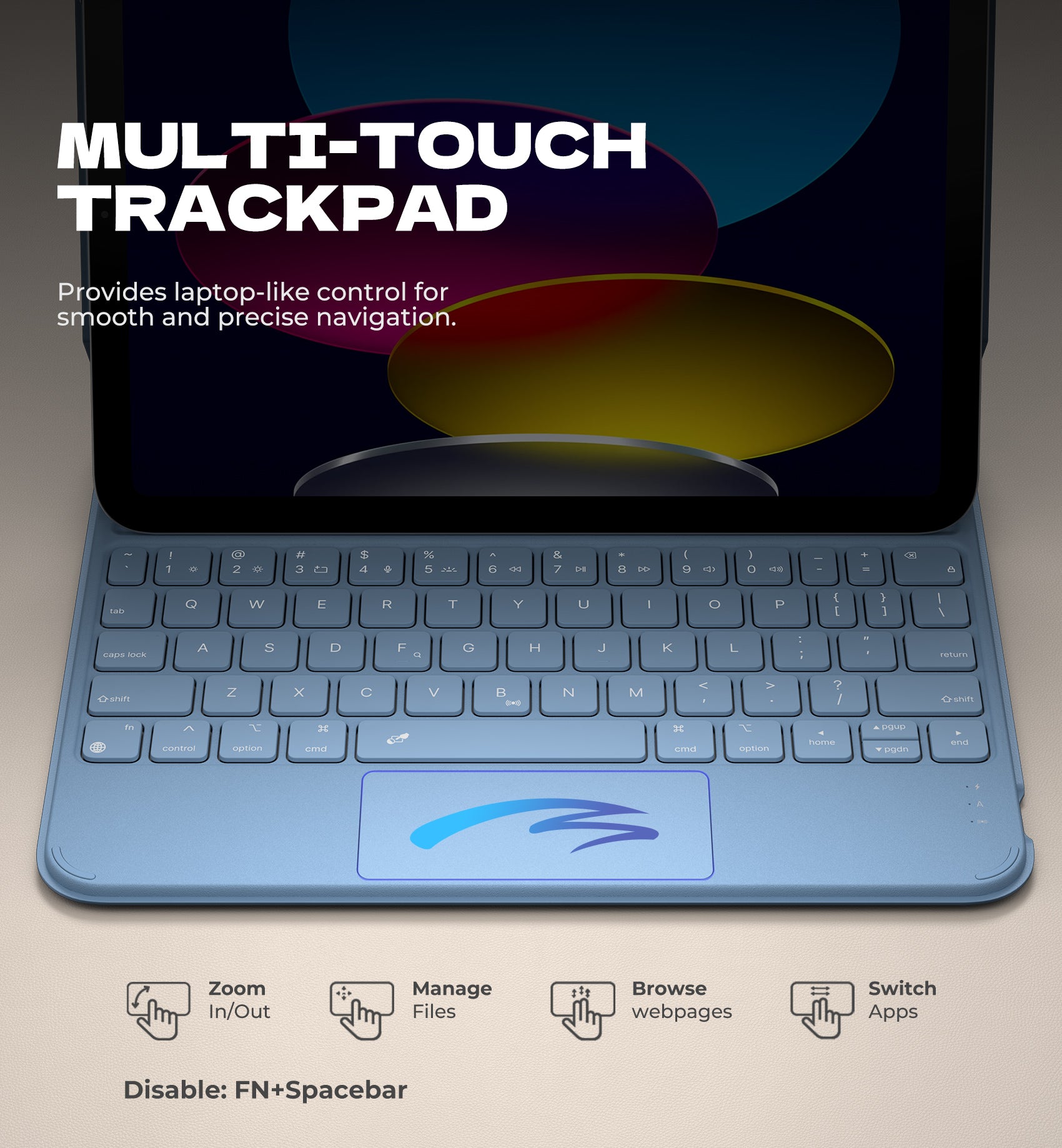 Dexnor Keyboard Case For iPad 10th Gen With Trackpad Pen Holder Slim Bluetooth Black 10.9 Inch