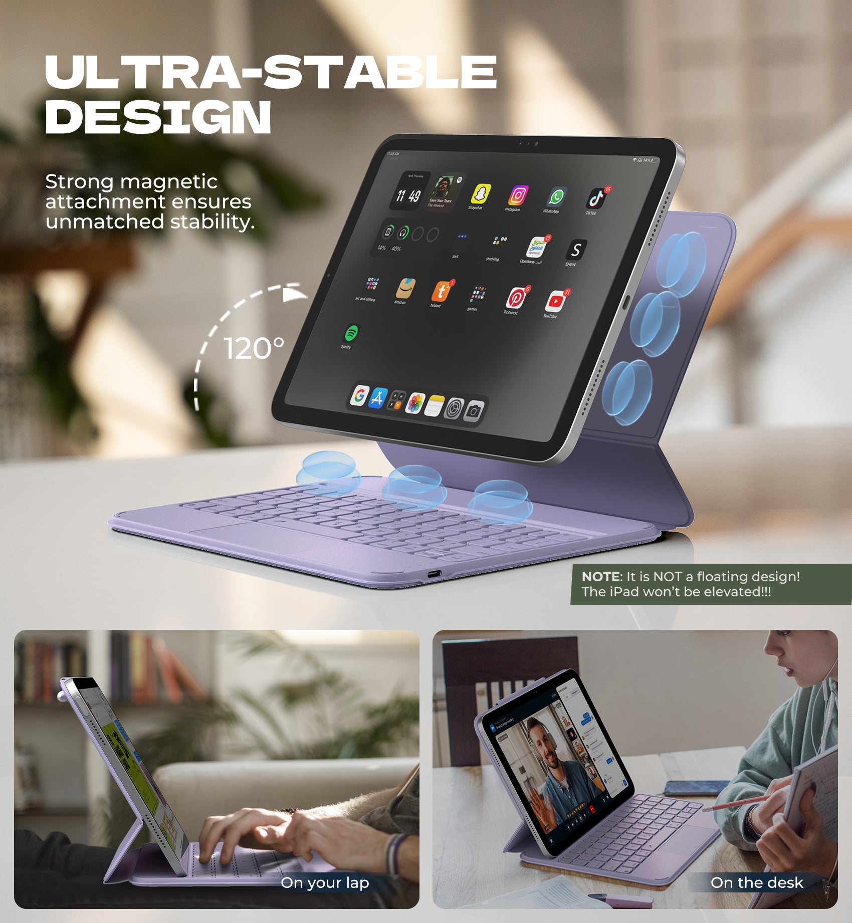 Dexnor Keyboard Case For iPad 10th Gen With Trackpad Pen Holder Slim Bluetooth Black 10.9 Inch