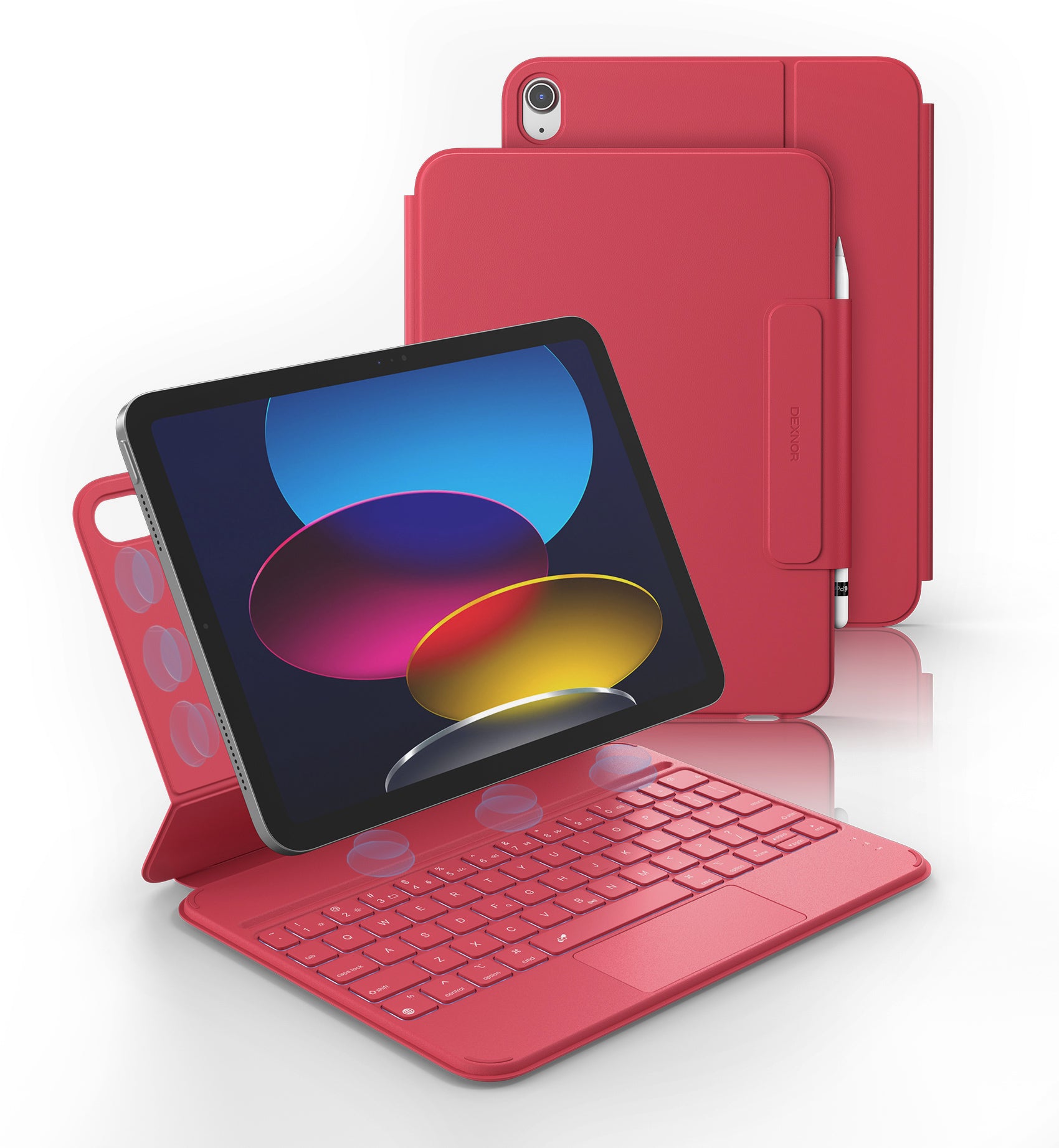 Dexnor Keyboard Case For iPad 10th Gen With Trackpad Pen Holder Slim Bluetooth Black 10.9 Inch