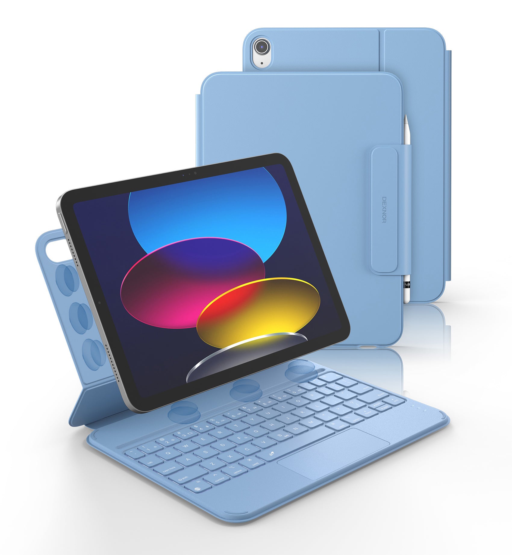 Dexnor Keyboard Case for iPad 11th Gen with Trackpad Ultra-Light Magnetic Detachable Multi-Touch Backlit 10.9" Black