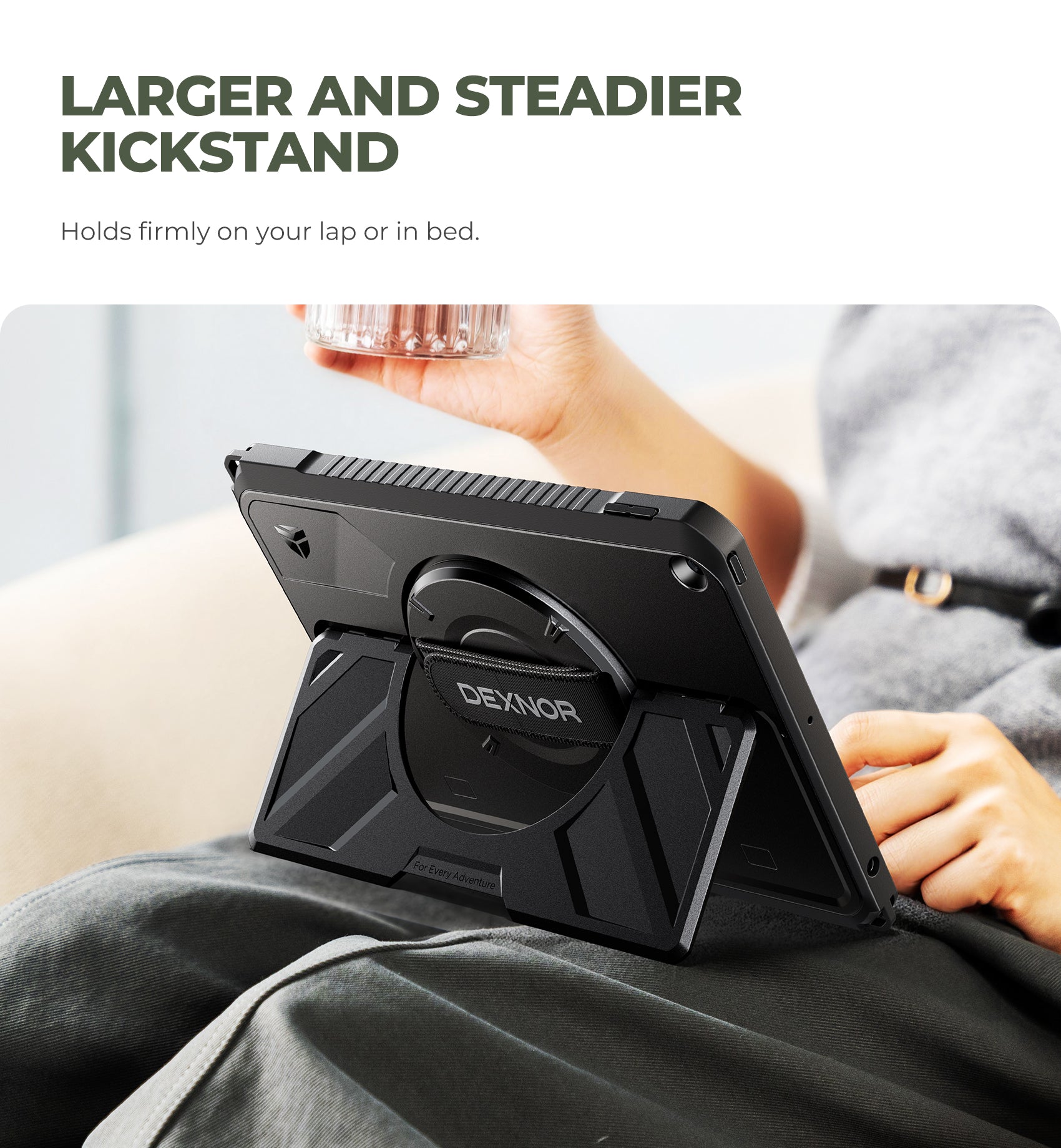 Dexnor Case for iPad 9th Generation 10.2 inch Rugged Protective Case with 360° Rotating Hand Strap Large Stand Screen Protector Pencil Holder Shockproof Full Body Bumper Cover