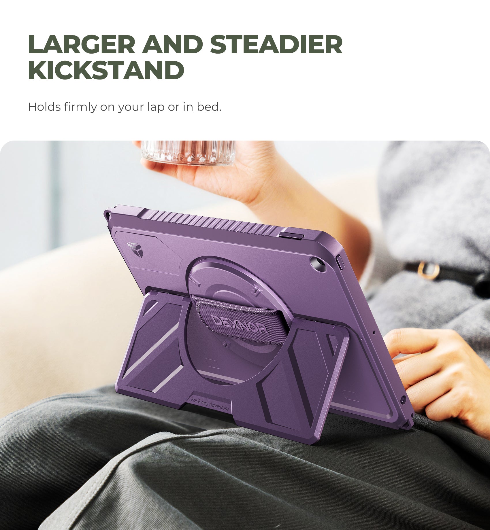Dexnor Case for iPad 8th Generation 10.2 inch Rugged Protective Case with 360° Rotating Hand Strap Large Stand Screen Protector Pencil Holder Shockproof Full Body Bumper Cover