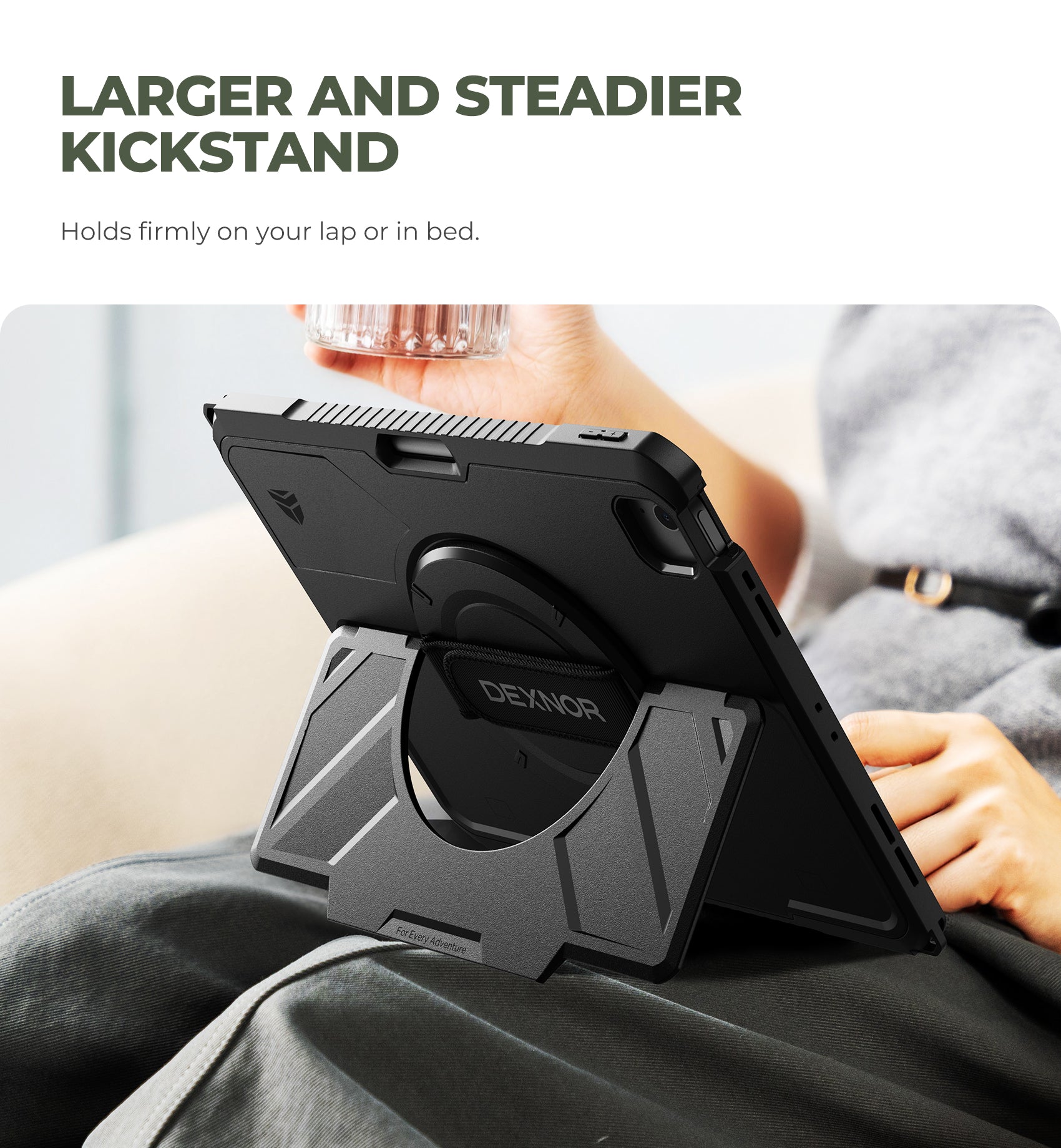 Dexnor Case for iPad Air 13 inch M4 2026 Rugged Protective Case with 360° Rotating Hand Strap Steady Stand Screen Protector Pencil Holder Shockproof Full-Body Bumper Cover