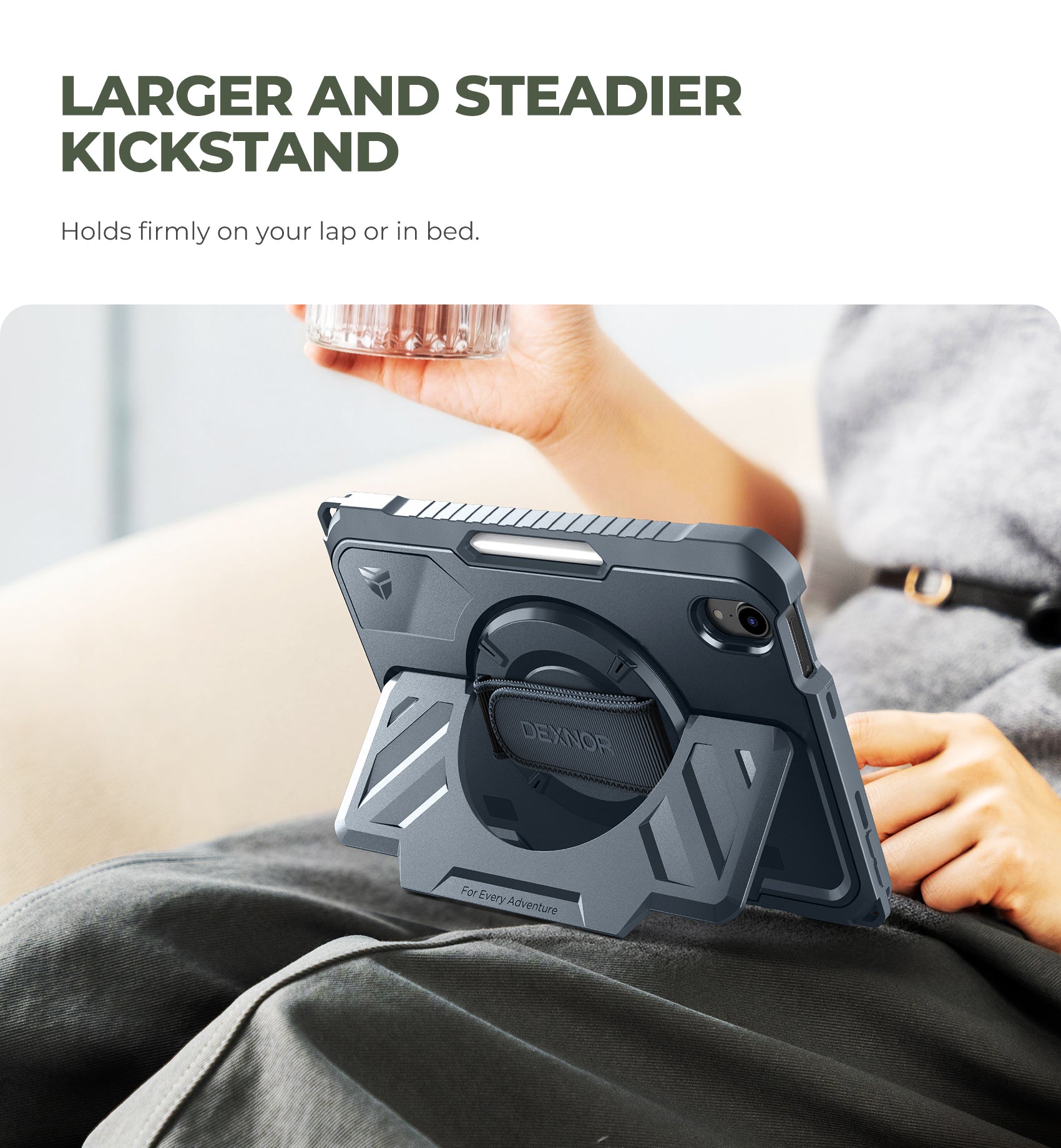 Dexnor Case for iPad mini 7th generation A17 Pro 2024 8.3 inch Rugged Protective with 360° Rotating Hand Strap Large Stand Screen Protector Pencil Holder Shockproof Full Body Cover