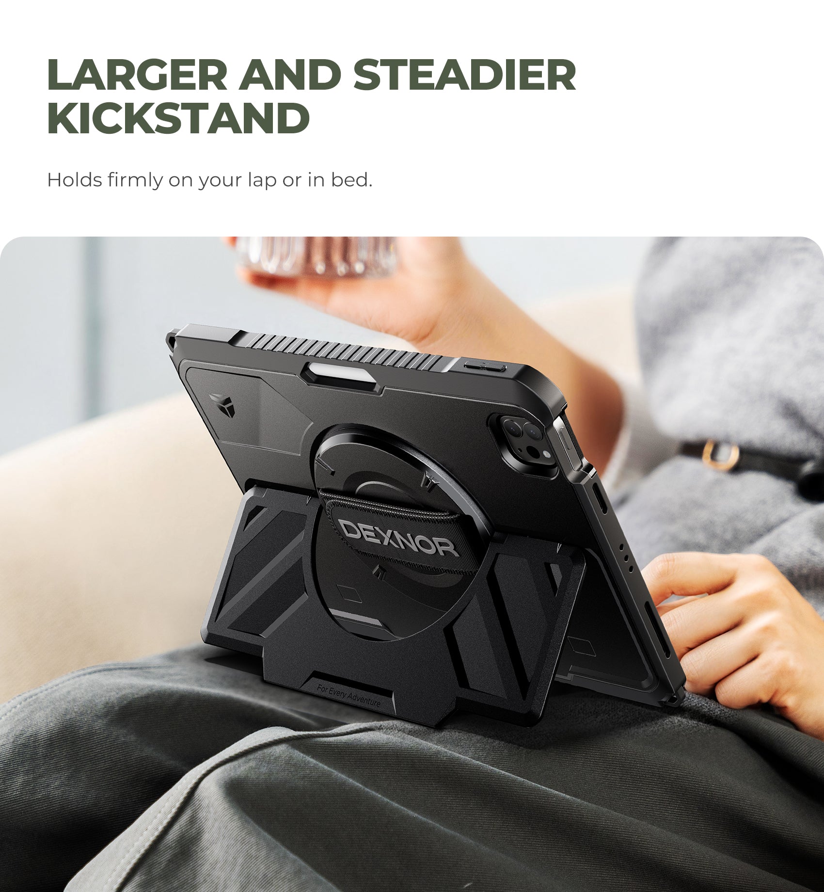 Dexnor Case for iPad Pro 11 inch 2nd Gen 2020 Rugged Protective with 360° Rotating Hand Strap Stand Screen Protector Pencil Holder Shockproof Bumper Cover