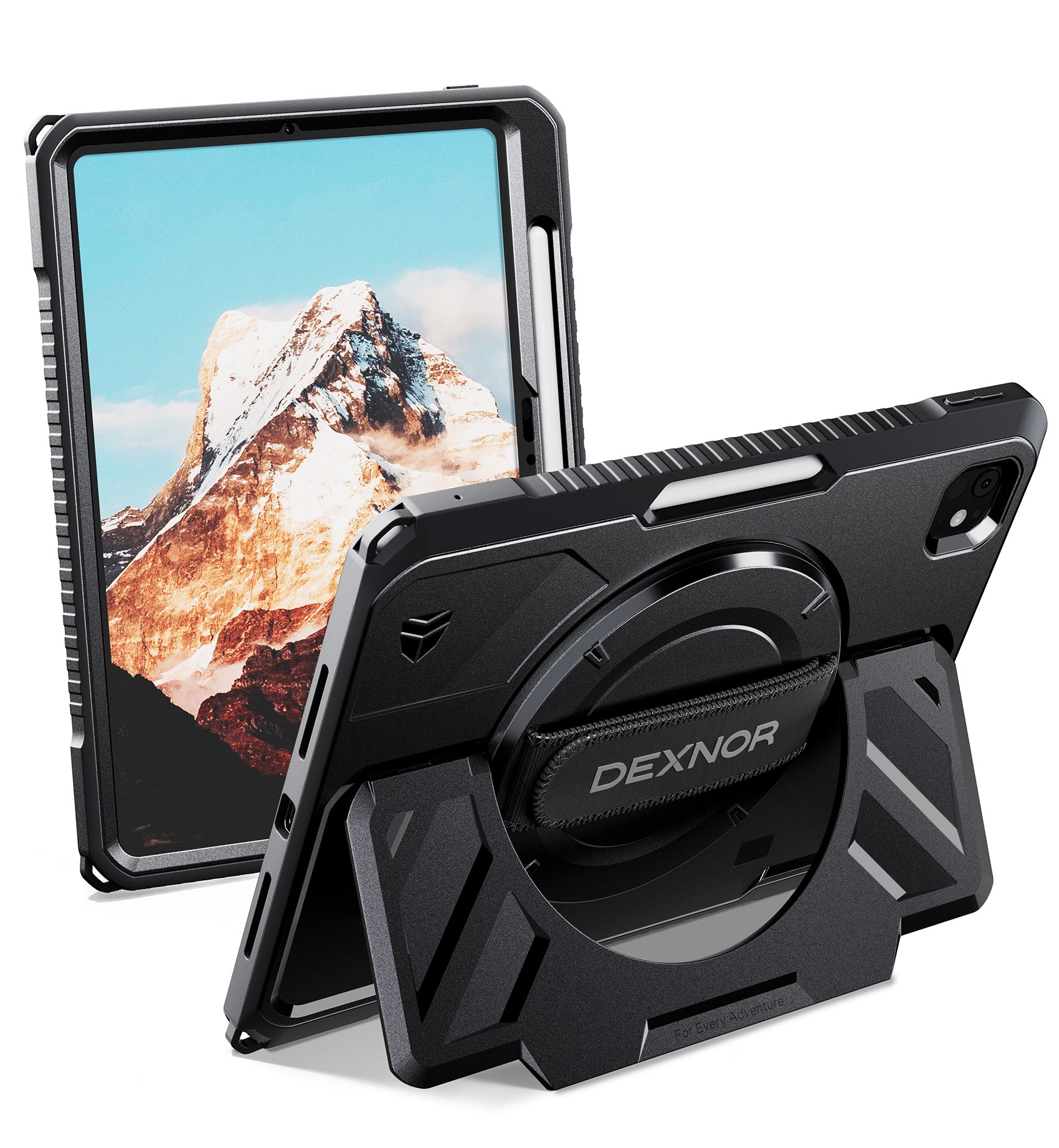Dexnor Tablet Case for iPad Pro 11 inch M5 2025/M4 2024, Rugged with 360° Rotating Hand Strap Screen Protector Pencil Holder Shockproof Full-Body Cover