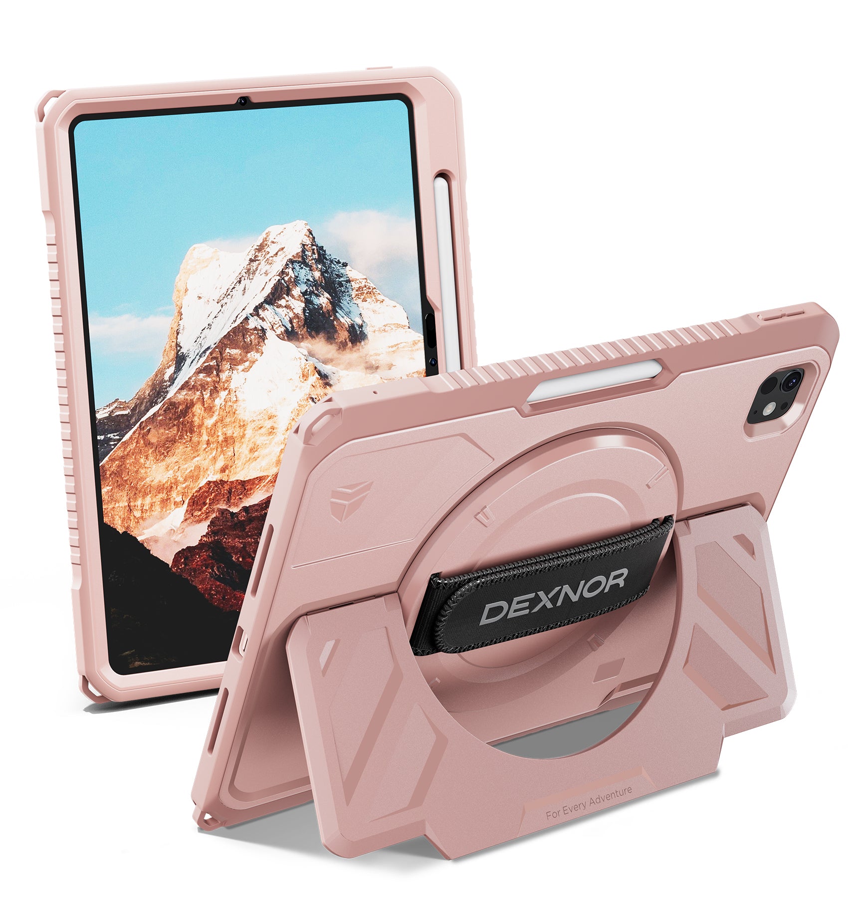 Dexnor Tablet Case for iPad Pro 11 inch M5 2025/M4 2024, Rugged with 360° Rotating Hand Strap Screen Protector Pencil Holder Shockproof Full-Body Cover