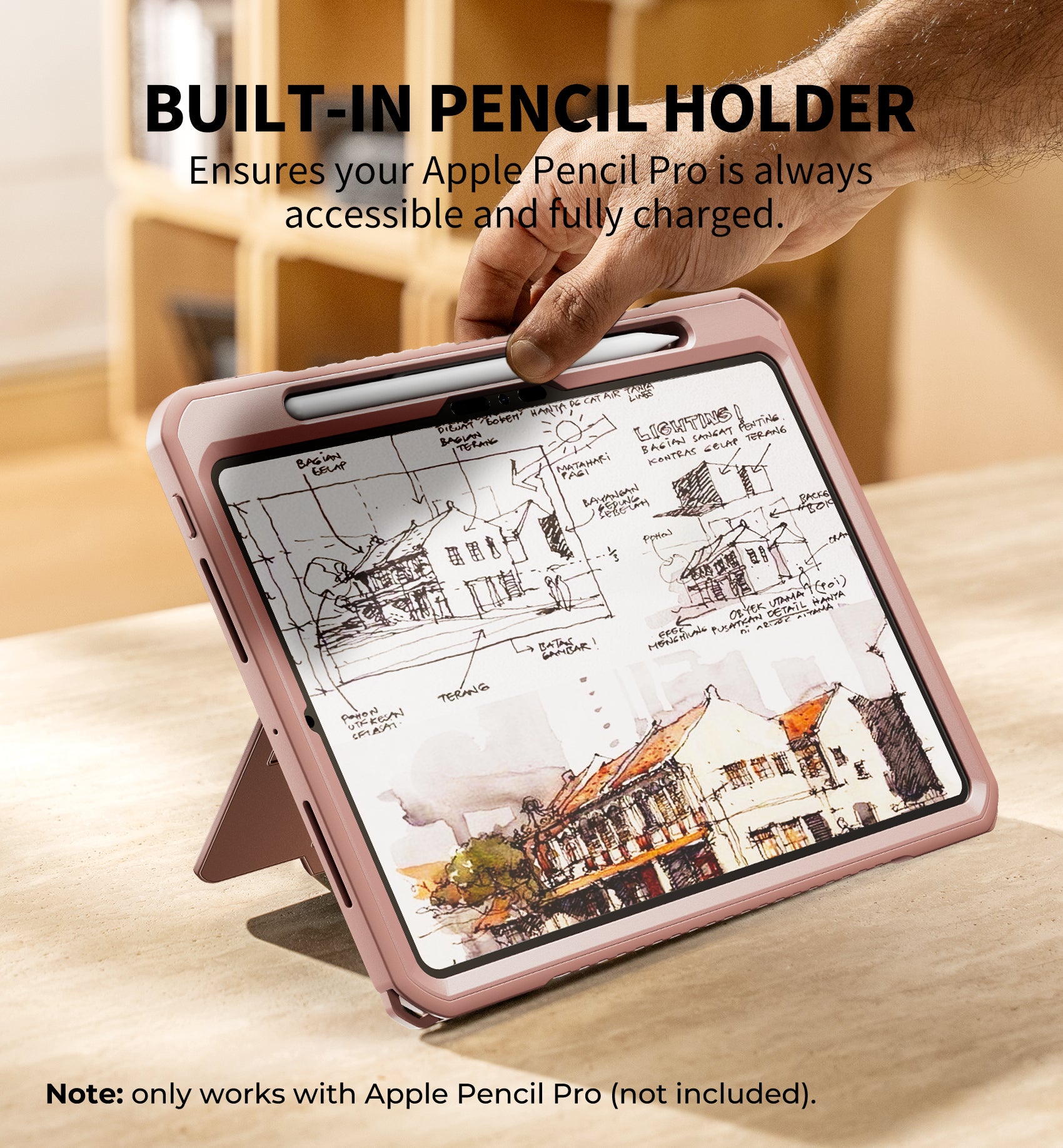 Dexnor Tablet Case for iPad Pro 11 inch M5 2025/M4 2024, Rugged with 360° Rotating Hand Strap Screen Protector Pencil Holder Shockproof Full-Body Cover
