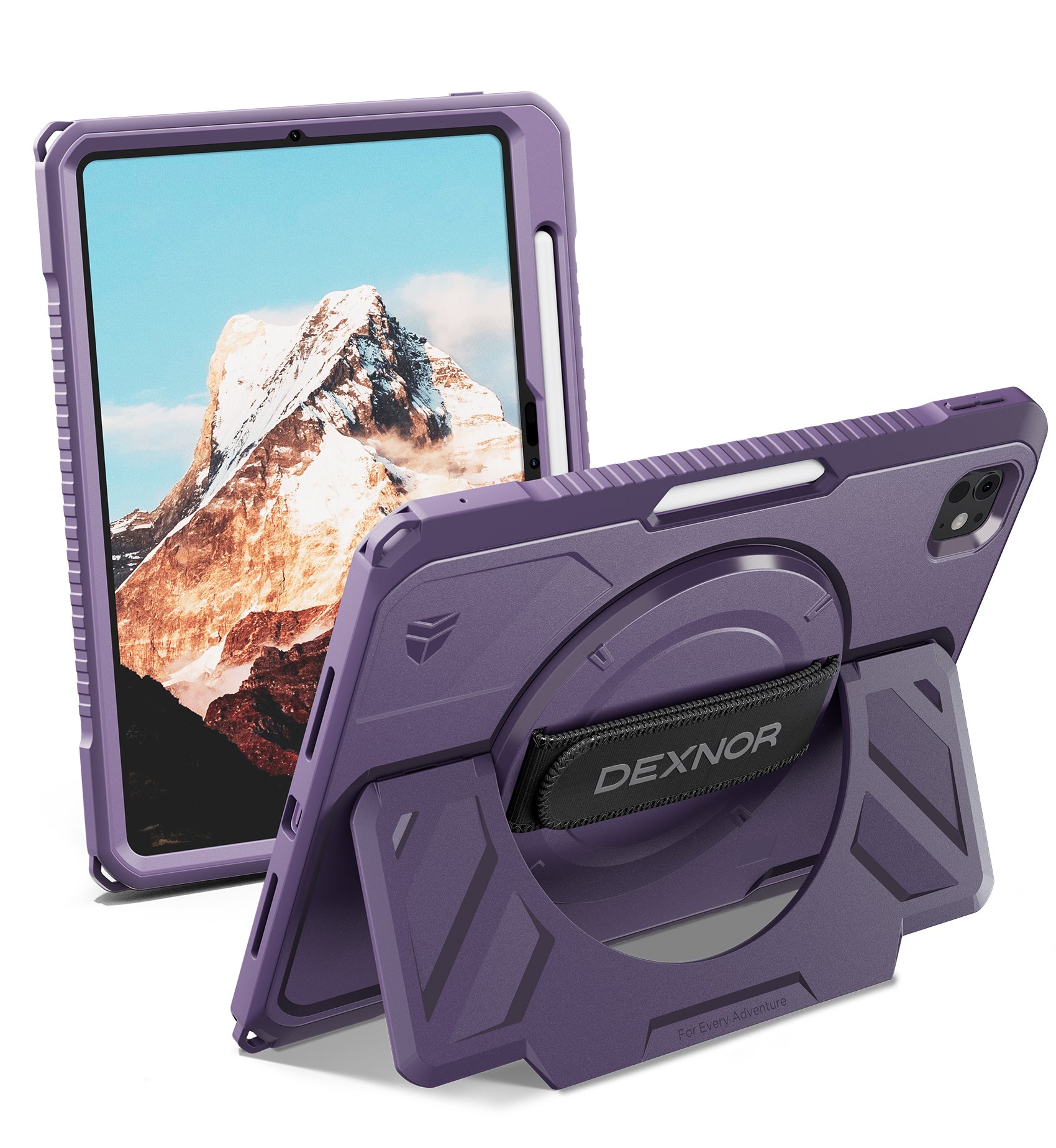 Dexnor Tablet Case for iPad Pro 11 inch M5 2025/M4 2024, Rugged with 360° Rotating Hand Strap Screen Protector Pencil Holder Shockproof Full-Body Cover