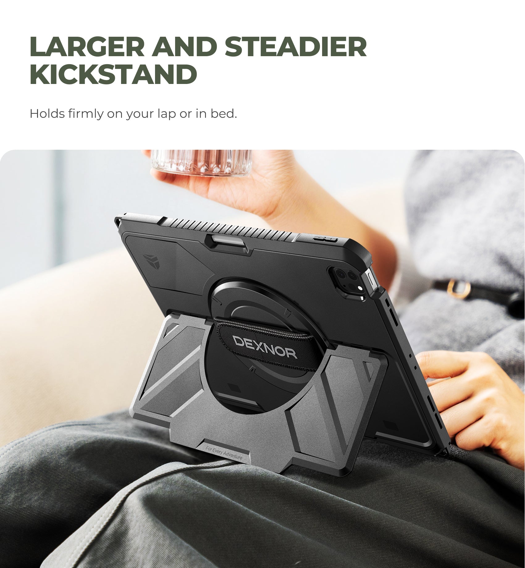 Dexnor Case for iPad Pro 12.9 inch 4th Gen 2020 Rugged Protective with 360° Rotating Hand Strap Stand Screen Protector Pencil Holder Shockproof Cover