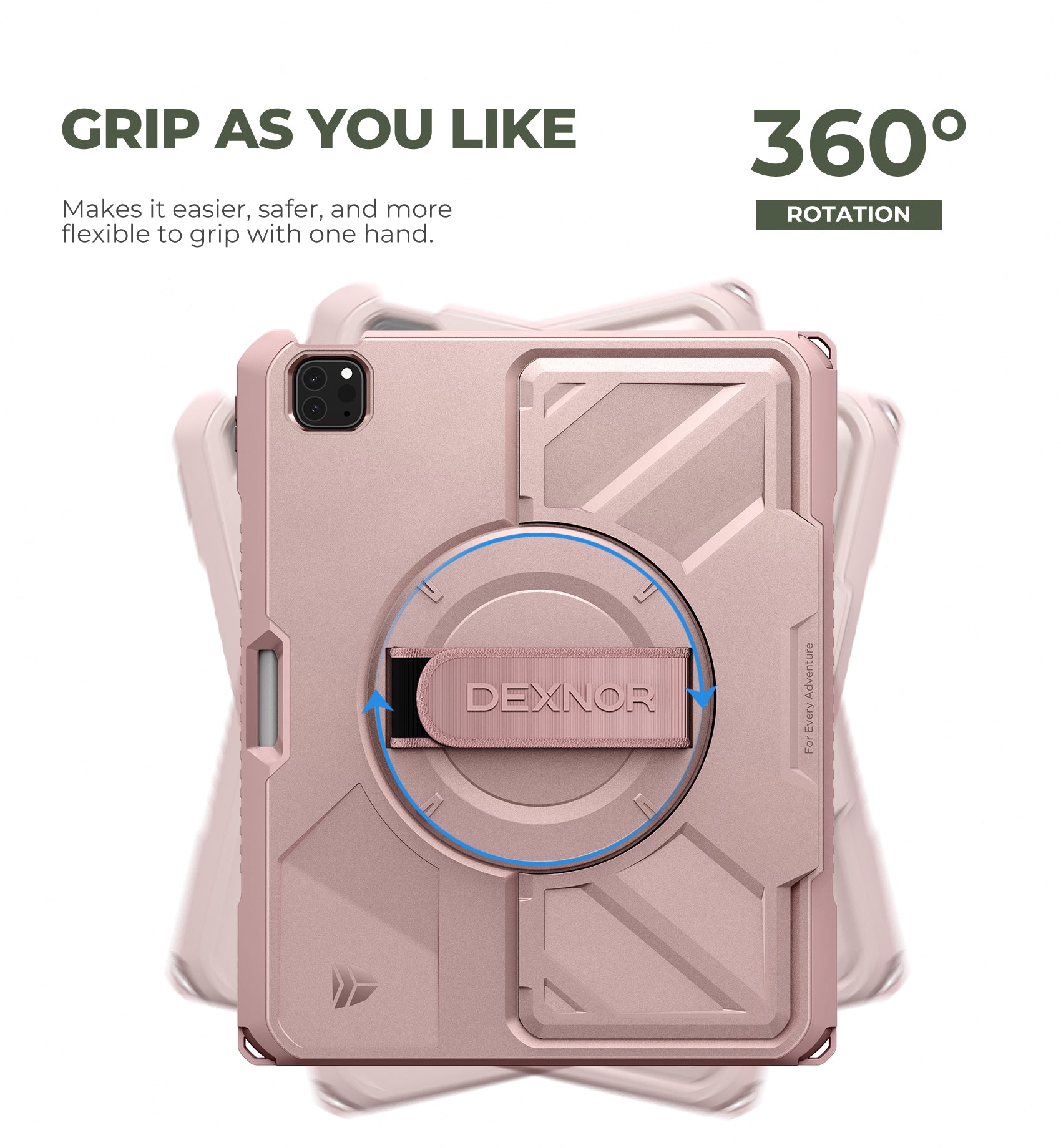 Dexnor Case for iPad Pro 12.9 inch 3rd Gen 2018 Rugged Protective with 360° Rotating Hand Strap Stand Screen Protector Pencil Holder Shockproof Cover