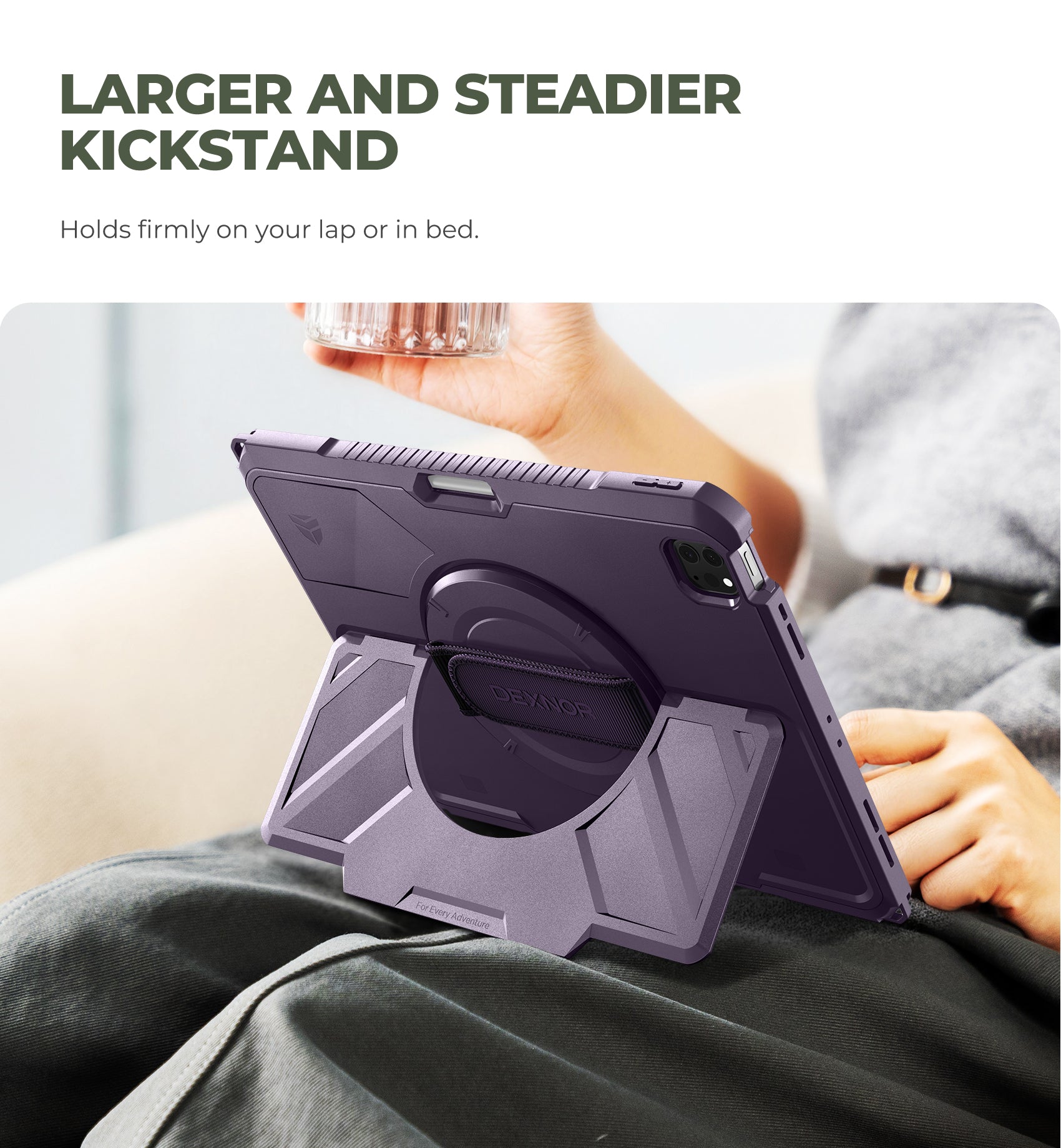 Dexnor Case for iPad Pro 12.9 inch 6th Gen 2022 Rugged Protective with 360° Rotating Hand Strap Stand Screen Protector Pencil Holder Shockproof Cover