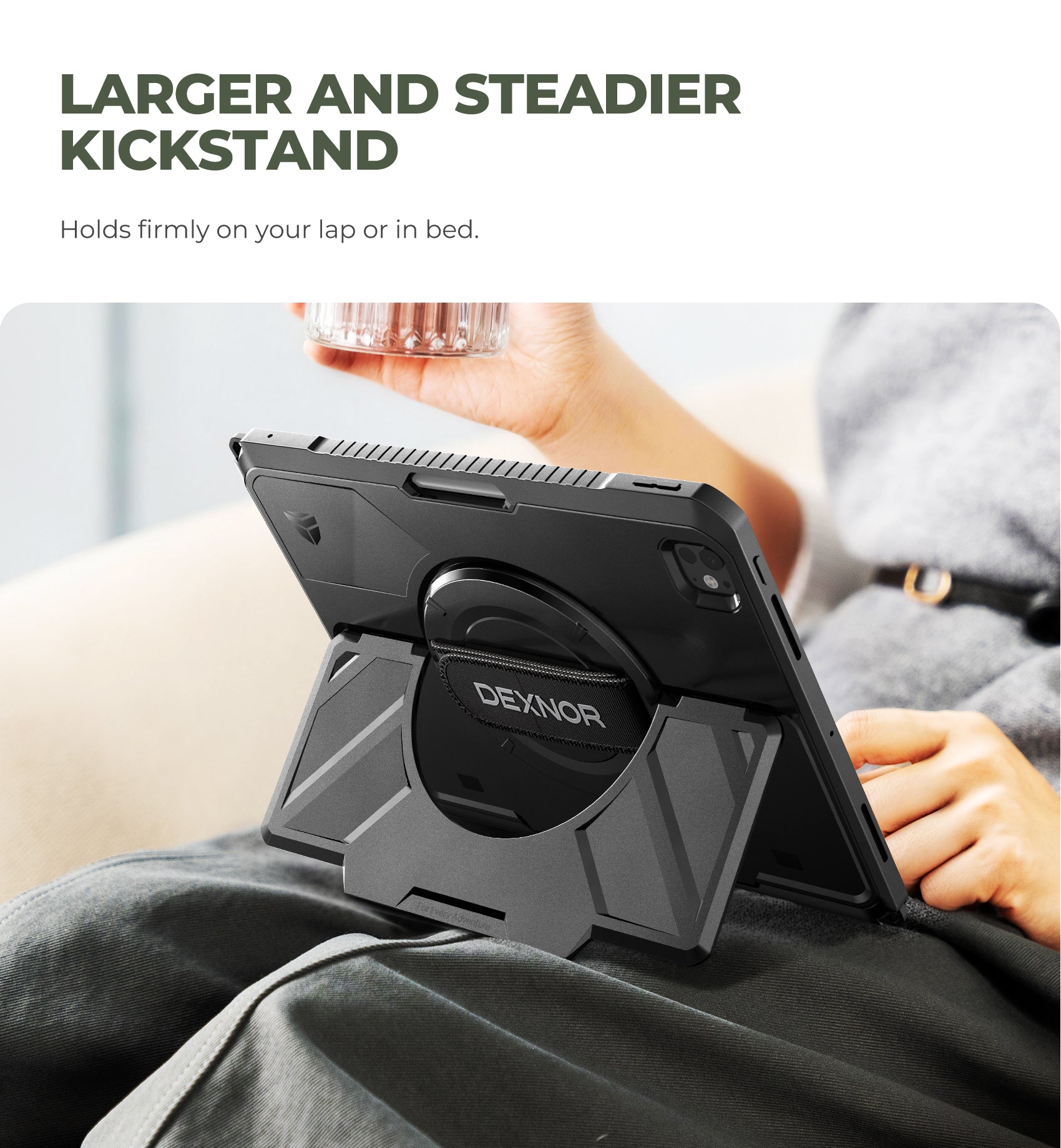 Dexnor Case for iPad Pro 13 inch M4 2024 Rugged Protective with 360° Rotating Hand Strap Large Steady Stand Screen Protector Pencil Holder Shockproof Full-Body Bumper Cover