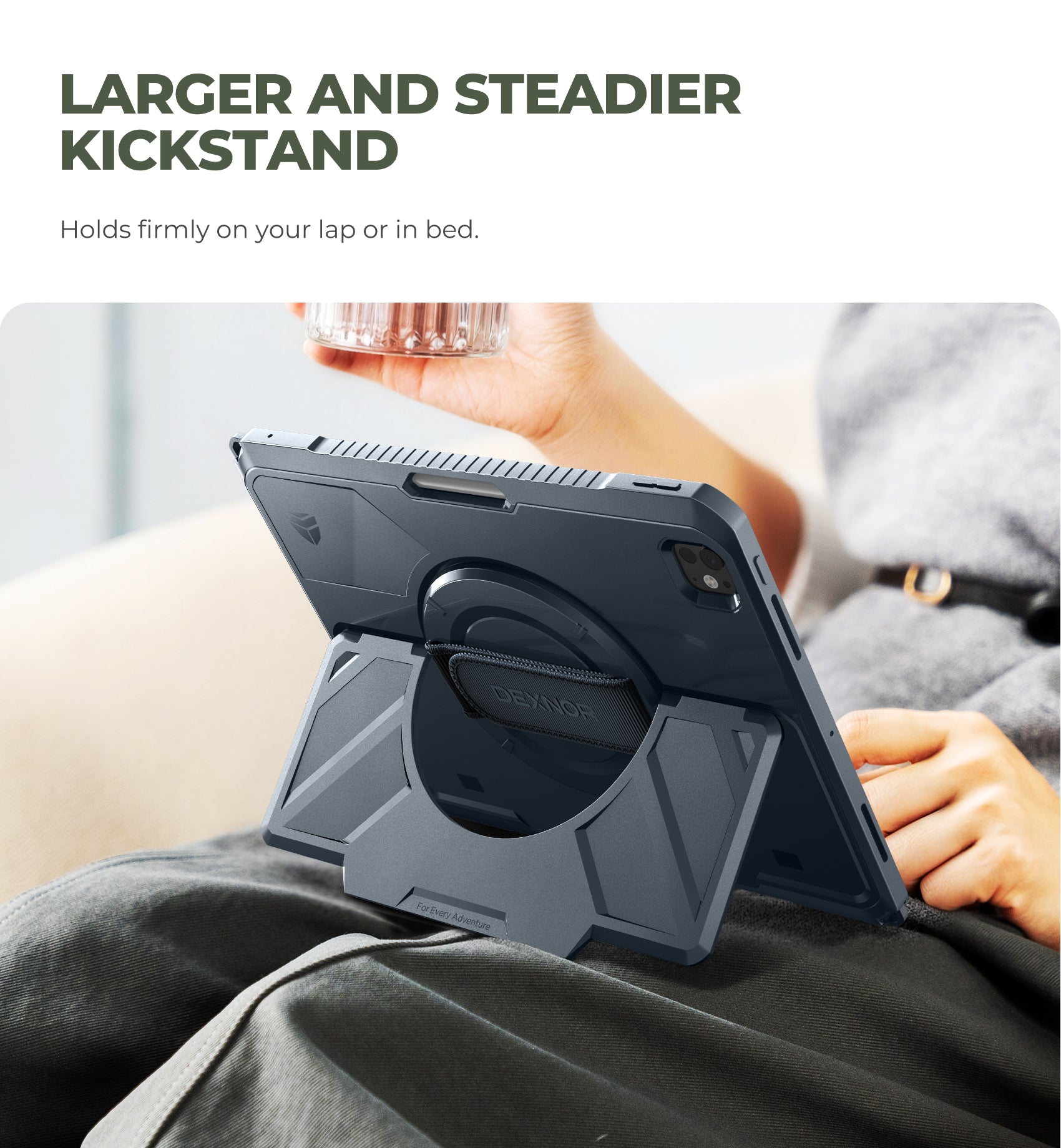 Dexnor Case for iPad Pro 13 inch M4 2024 Rugged Protective with 360° Rotating Hand Strap Large Steady Stand Screen Protector Pencil Holder Shockproof Full-Body Bumper Cover