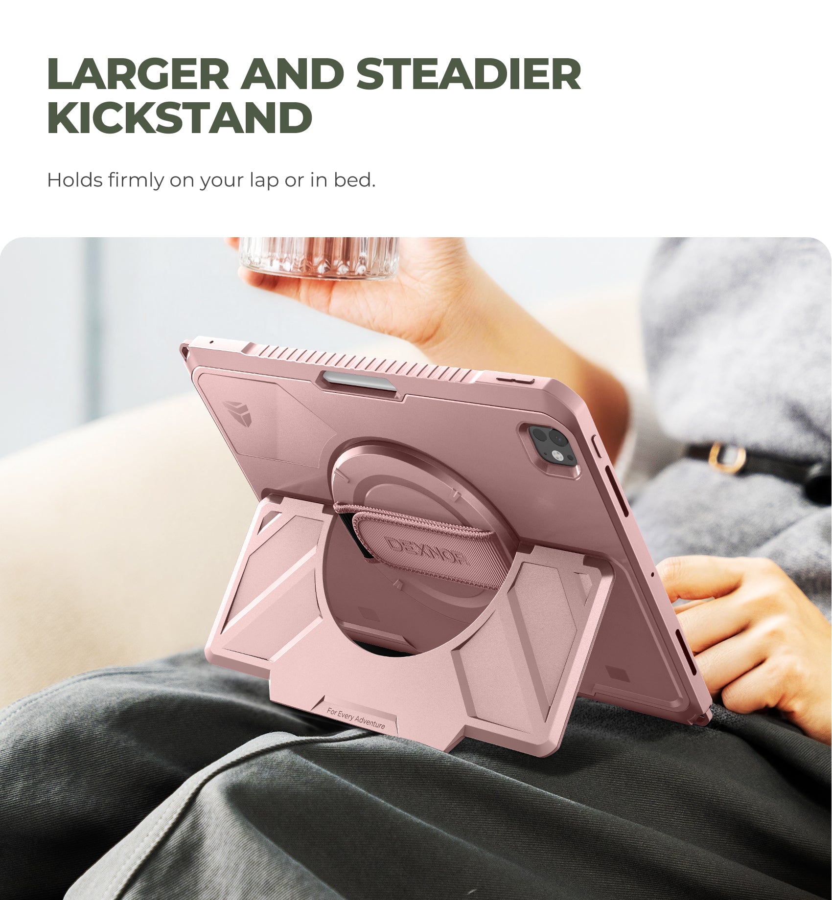 Dexnor Case for iPad Pro 13 inch M4 2024 Rugged Protective with 360° Rotating Hand Strap Large Steady Stand Screen Protector Pencil Holder Shockproof Full-Body Bumper Cover