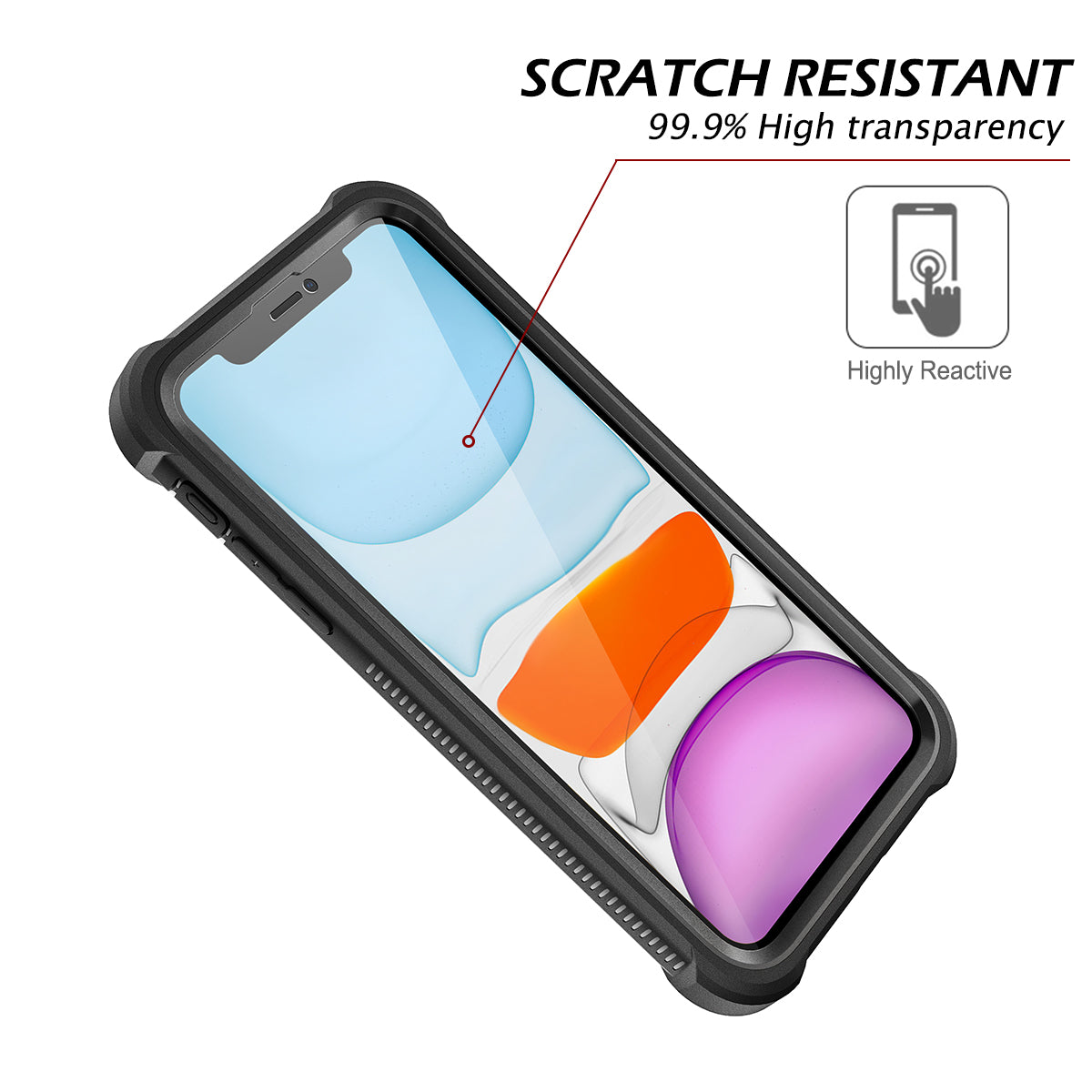 Dexnor Case for iPhone 11 with Screen Protector Clear Rugged 360 Full Body Protective Shockproof Hard Back Defender Dual Layer Heavy Duty Bumper Cover