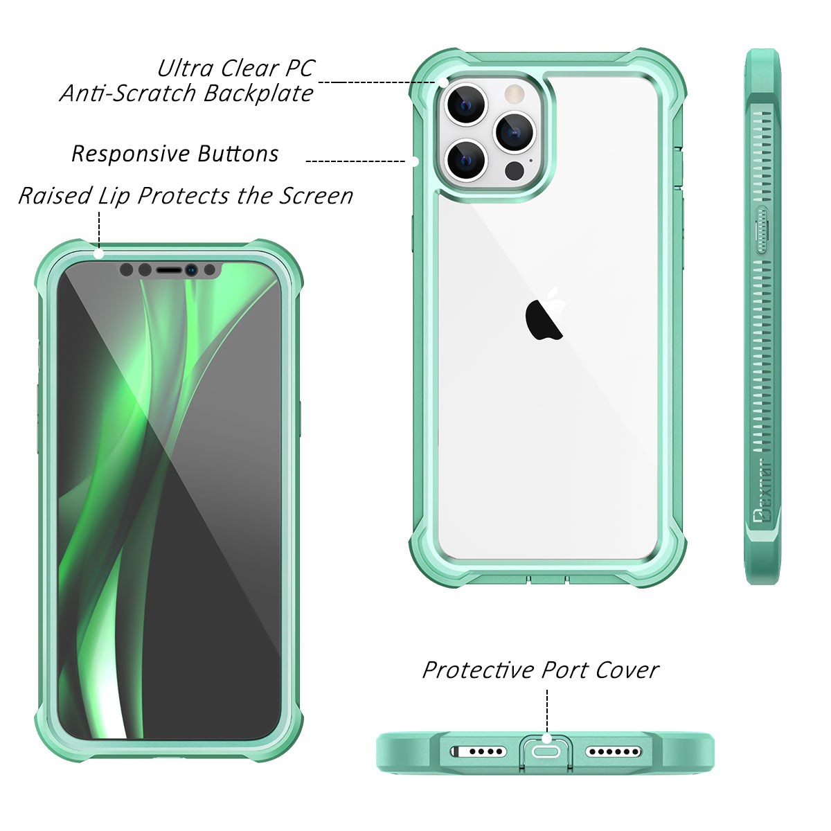 Dexnor Case for iPhone 12 Pro Max with Screen Protector Clear Military Rugged 360 Full Body Protective Shockproof Hard Defender Heavy Duty Cover Bumper