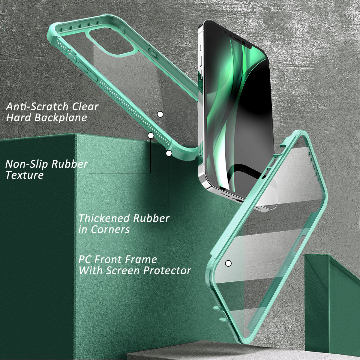 Dexnor Case for iPhone 12 Pro Max with Screen Protector Clear Military Rugged 360 Full Body Protective Shockproof Hard Defender Heavy Duty Cover Bumper