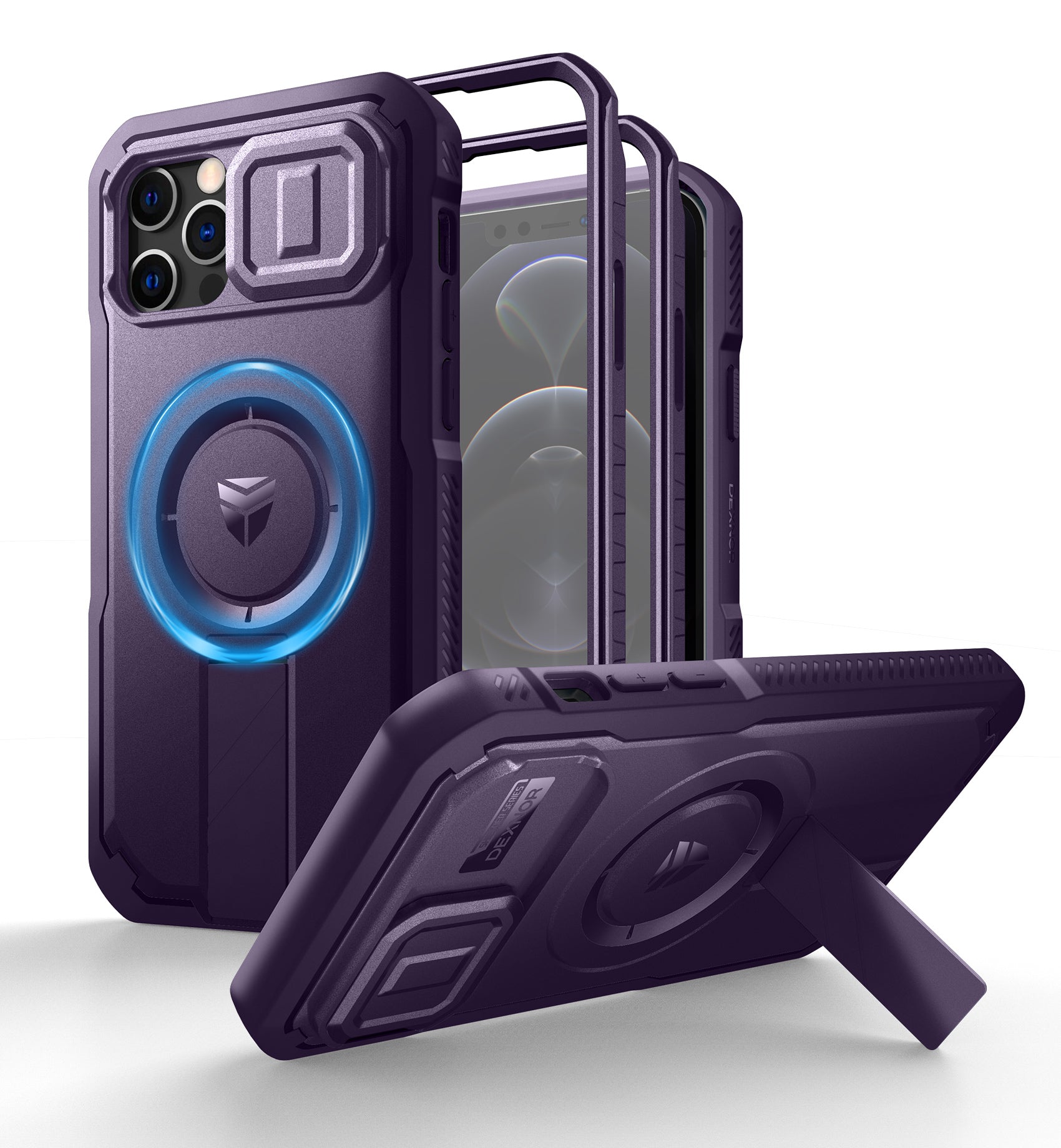 Dexnor Case for iPhone 12 Pro with Slide Camera Cover Adjustable Kickstand Built-in Screen Protector Magsafe Rugged Shockproof Bumper Heavy Duty Protective Cover