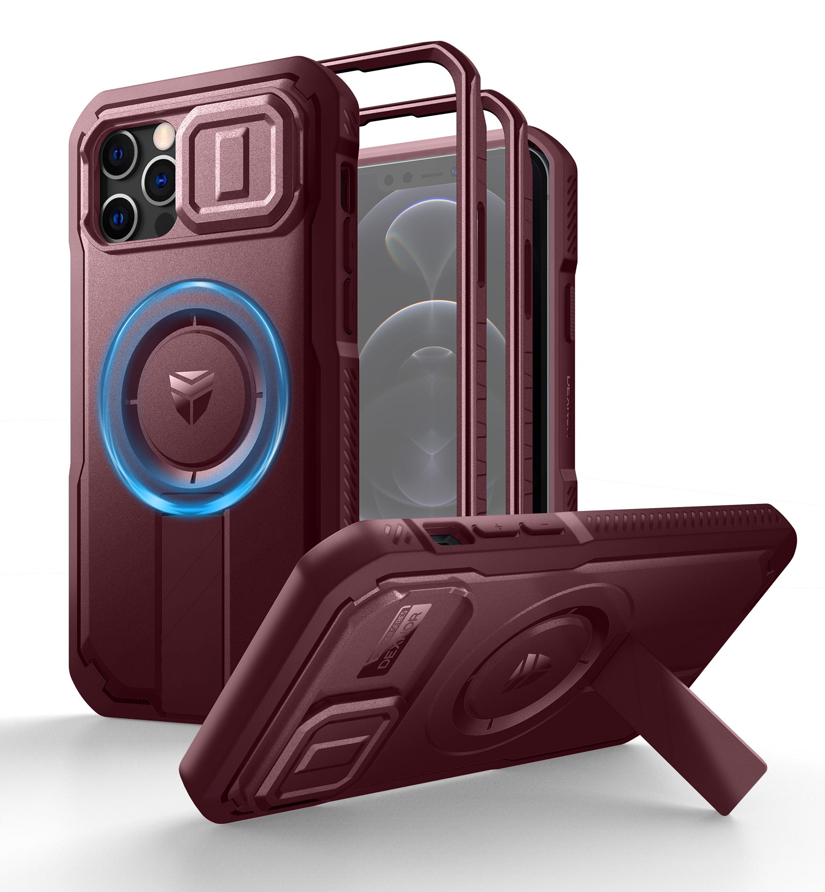 Dexnor Case for iPhone 12 Pro with Slide Camera Cover Adjustable Kickstand Built-in Screen Protector Magsafe Rugged Shockproof Bumper Heavy Duty Protective Cover