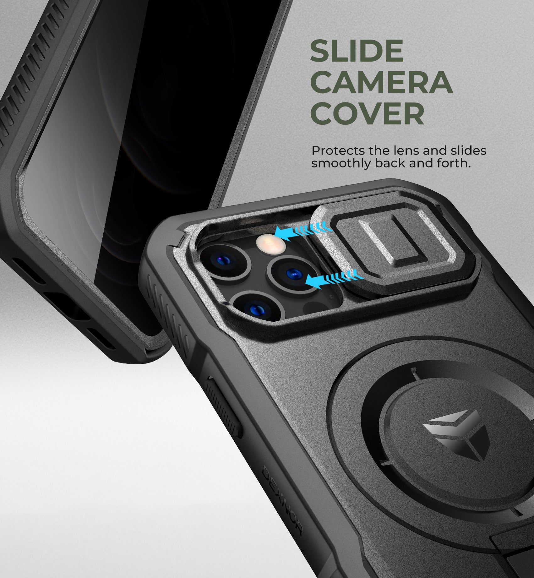 Dexnor Case for iPhone 12 Pro with Slide Camera Cover Adjustable Kickstand Privacy Screen Protector Compatible with MagSafe 6.1 Inch