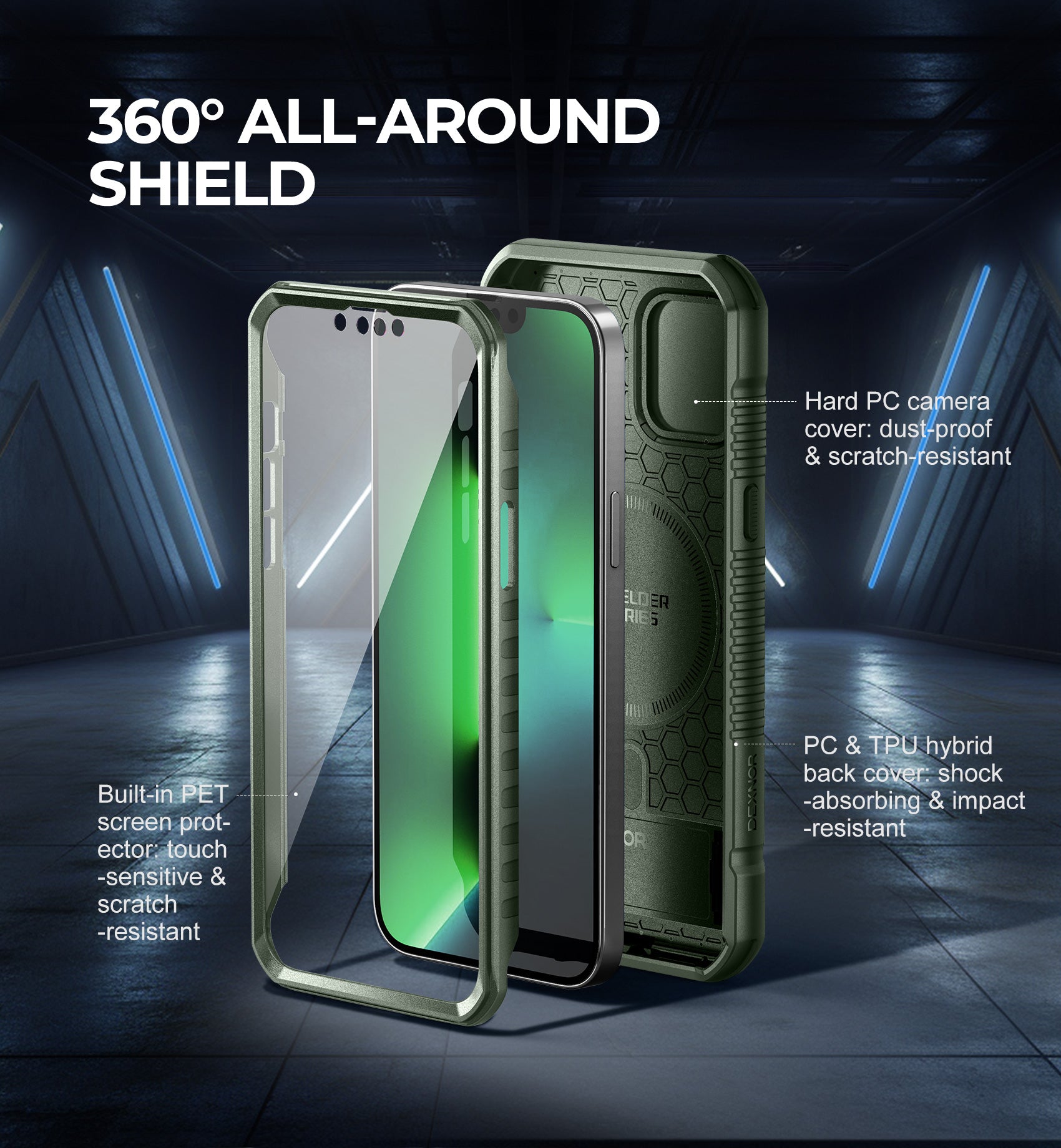 Dexnor Case for iPhone 13 Pro Max with Camera Cover Compatible with MagSafe Built-in Screen Protector Heavy-Duty Shockproof Full-Body Rugged Protective Magnetic Cover with Kickstand