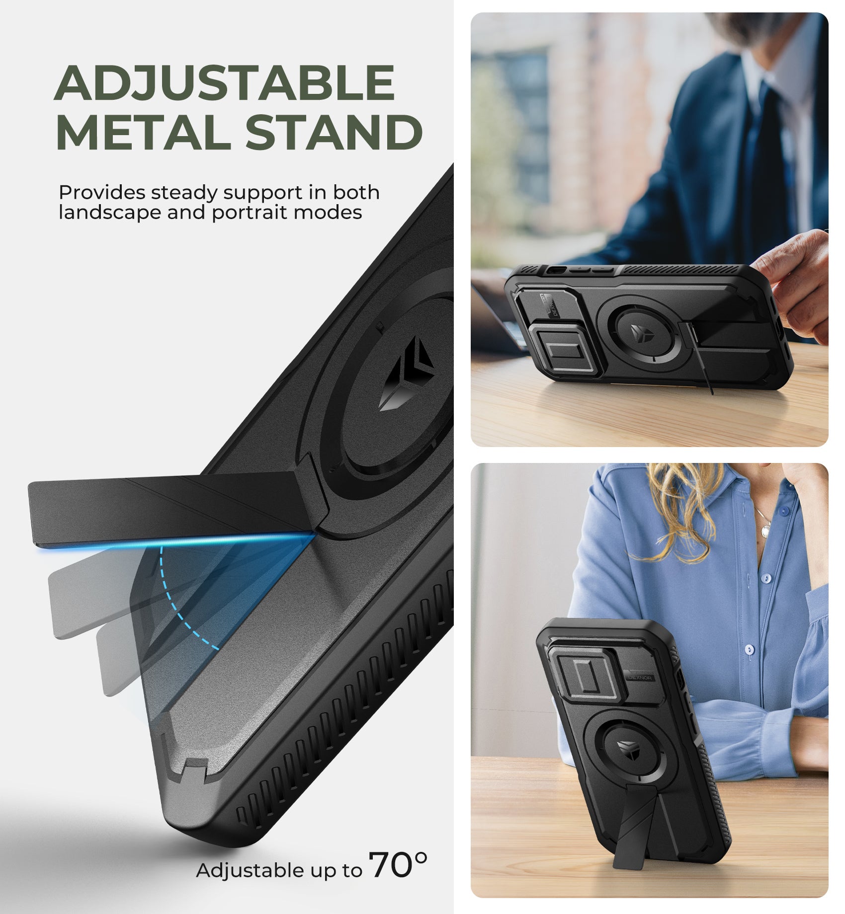 Dexnor Case for iPhone 14 Pro with Slide Camera Cover Adjustable Kickstand Privacy Screen Protector Compatible with MagSafe 6.1 Inch
