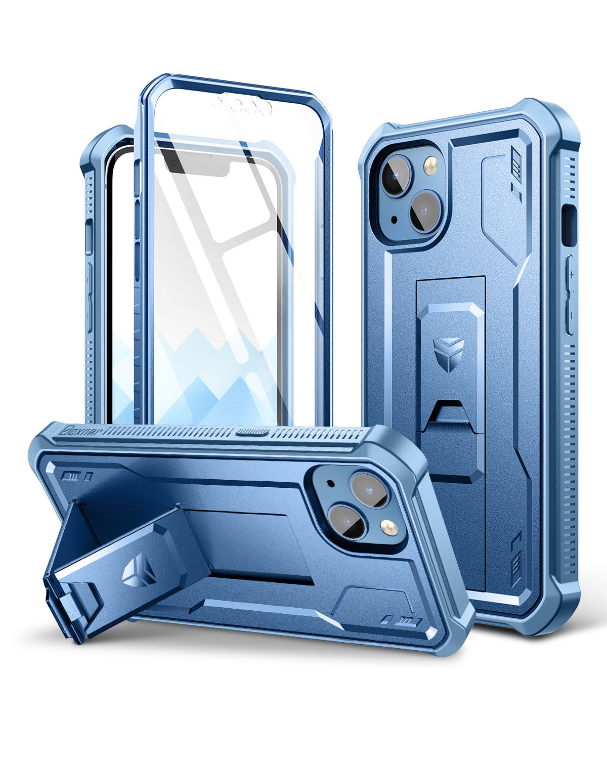 Dexnor for iphone 14/13 Case With Heavy-duty Shockproof Full Body Built-in Screen Protector Adjustable Kickstand