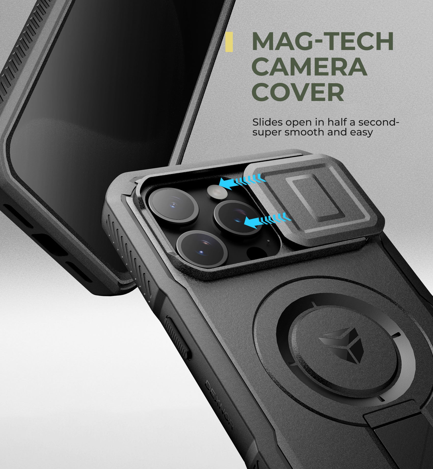 Dexnor Case for iPhone 15 Pro Max with Slide Camera Cover Adjustable Kickstand Privacy Screen Protector Compatible with MagSafe Magnetic Protective Cover 6.7 Inch