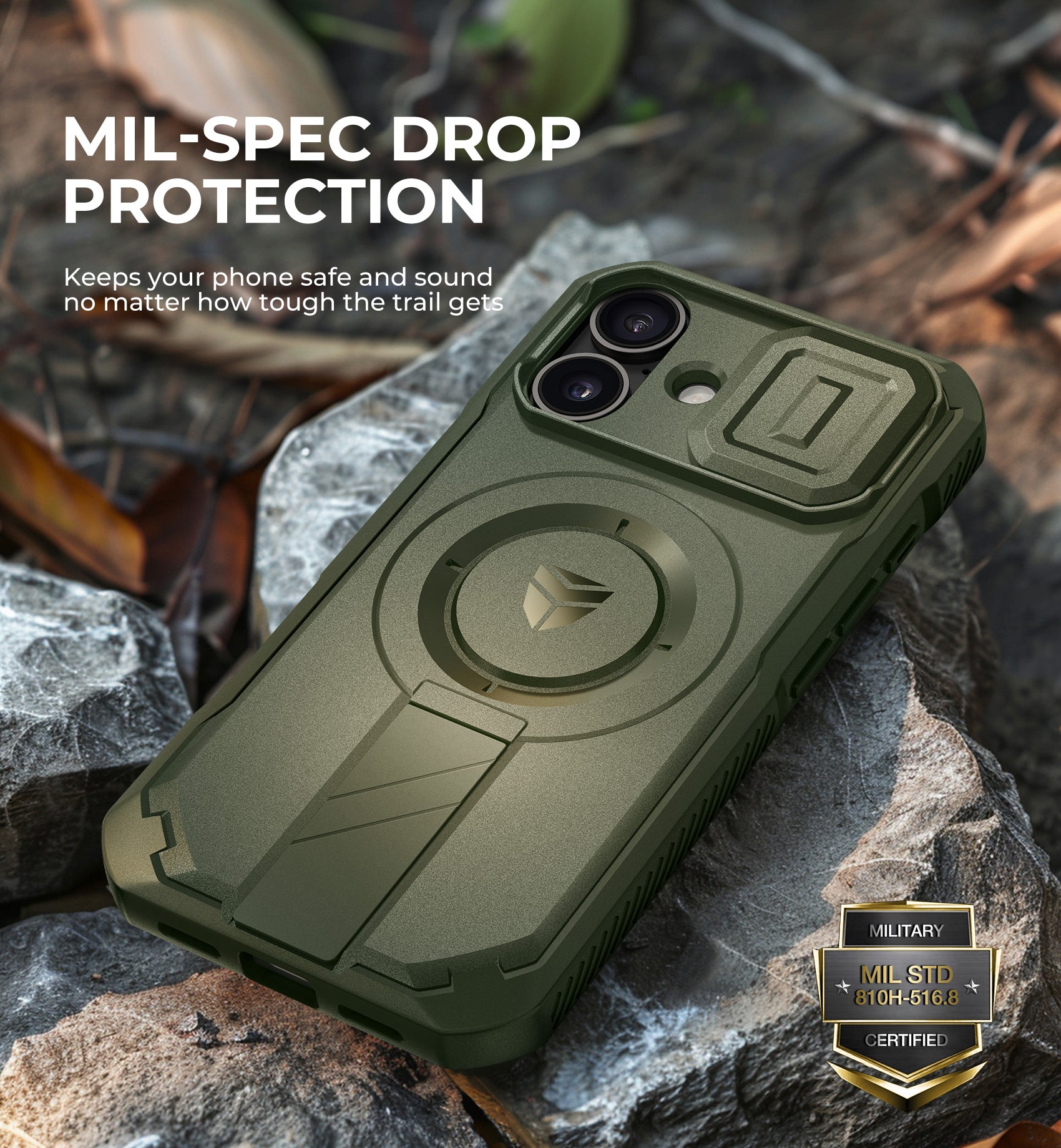 Dexnor Case for iPhone 16 with Slide Camera Cover Adjustable Kickstand Rugged Shockproof Bumper Heavy-Duty Magnetic Protective Cover