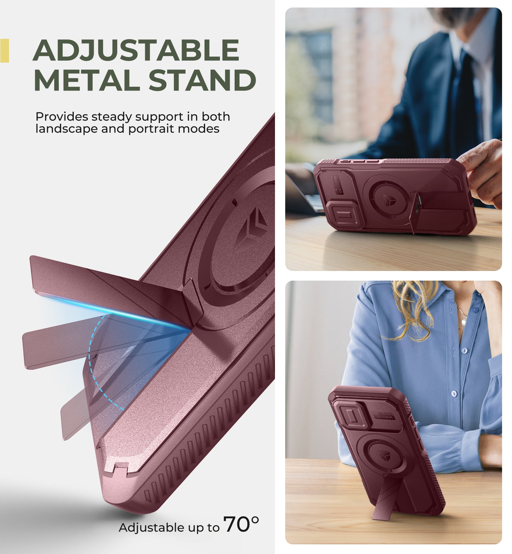 Dexnor Case for iPhone 16 with Slide Camera Cover Adjustable Kickstand Rugged Shockproof Bumper Heavy-Duty Magnetic Protective Cover