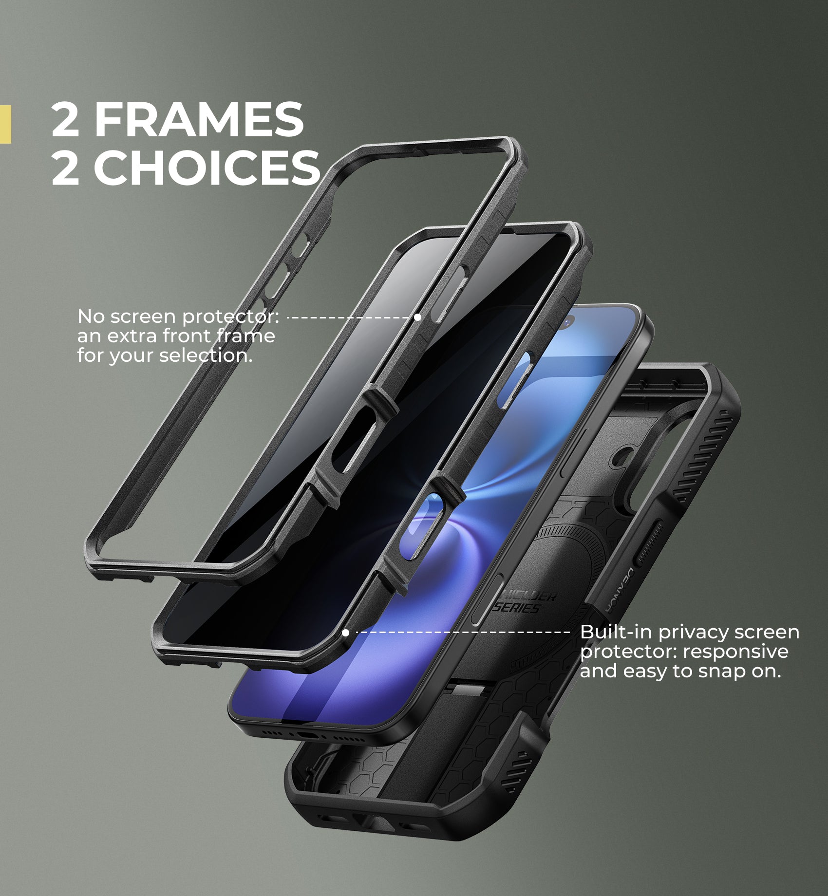 Dexnor Case for iPhone 16 with Slide Camera Cover Adjustable Kickstand Privacy Screen Protector Compatible with MagSafe Rugged Bumper Heavy-Duty Magnetic Protective Cover 6.1 Inch