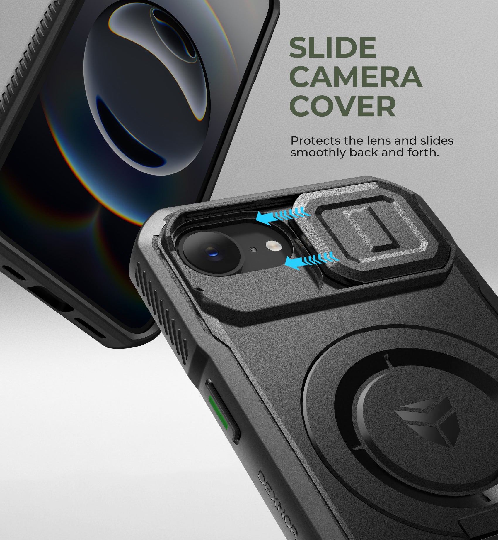 Dexnor Case for iPhone 16e Built-in Slide Camera Cover Kickstand Compatible with MagSafe Heavy-Duty Rugged Magnetic Shockproof Phone Cover