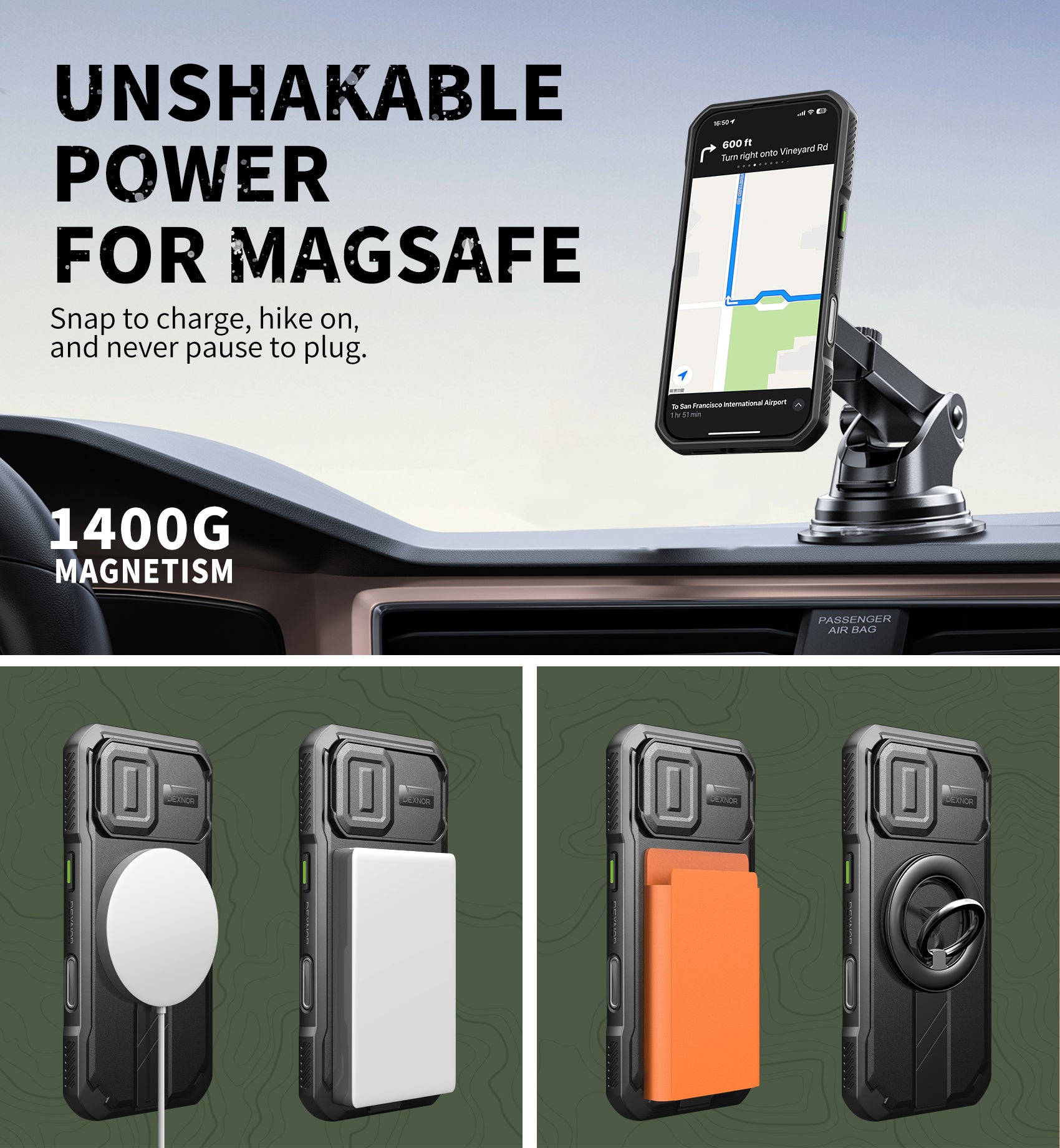 Dexnor Case for iPhone 17 with Slide Camera Cover Adjustable Kickstand Compatible with MagSafe Rugged Shockproof Bumper Heavy-Duty Magnetic Protective Cover 6.3 inch
