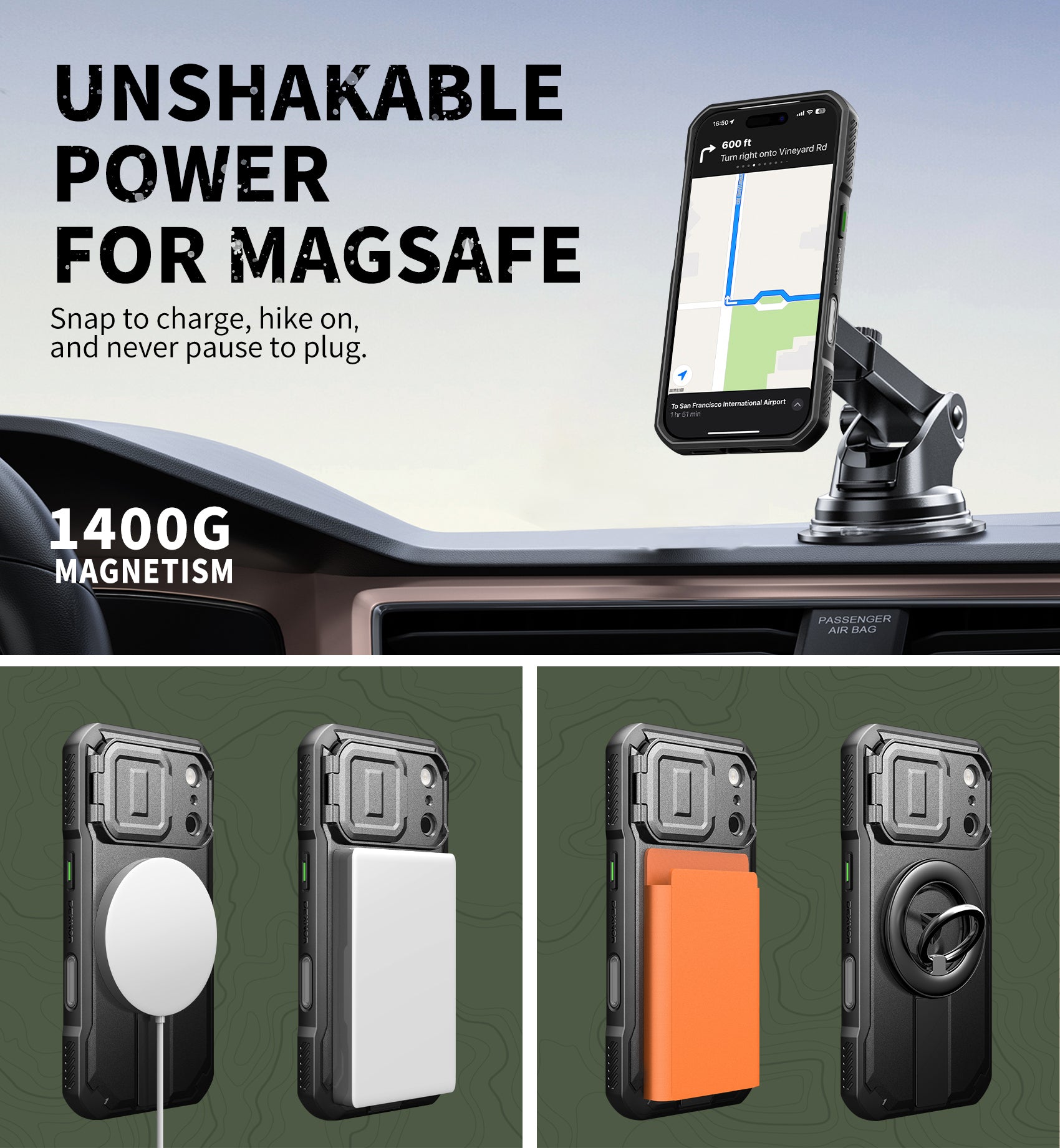 Dexnor Case for iPhone 17 Pro Built-in Flip Camera Cover Camera Control Cover Kickstand Compatible with MagSafe Heavy-Duty Rugged Shockproof Magnetic Phone Cover 6.3 inch