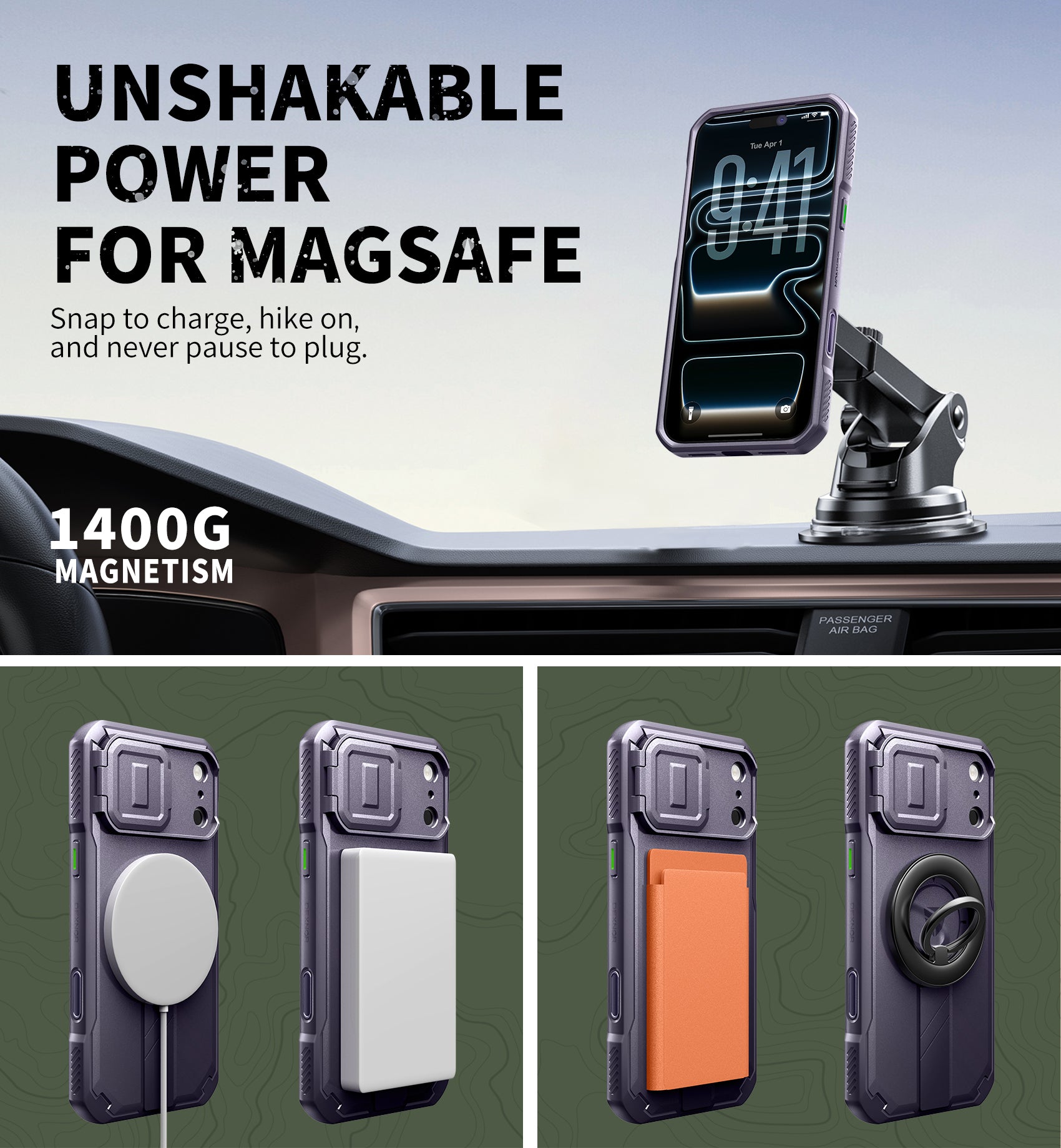 Dexnor Case for iPhone 17 Pro Max Built-in Flip Camera Cover Camera Control Cover Kickstand Compatible with MagSafe Heavy-Duty Rugged Shockproof Magnetic Phone Cover 6.9 inch