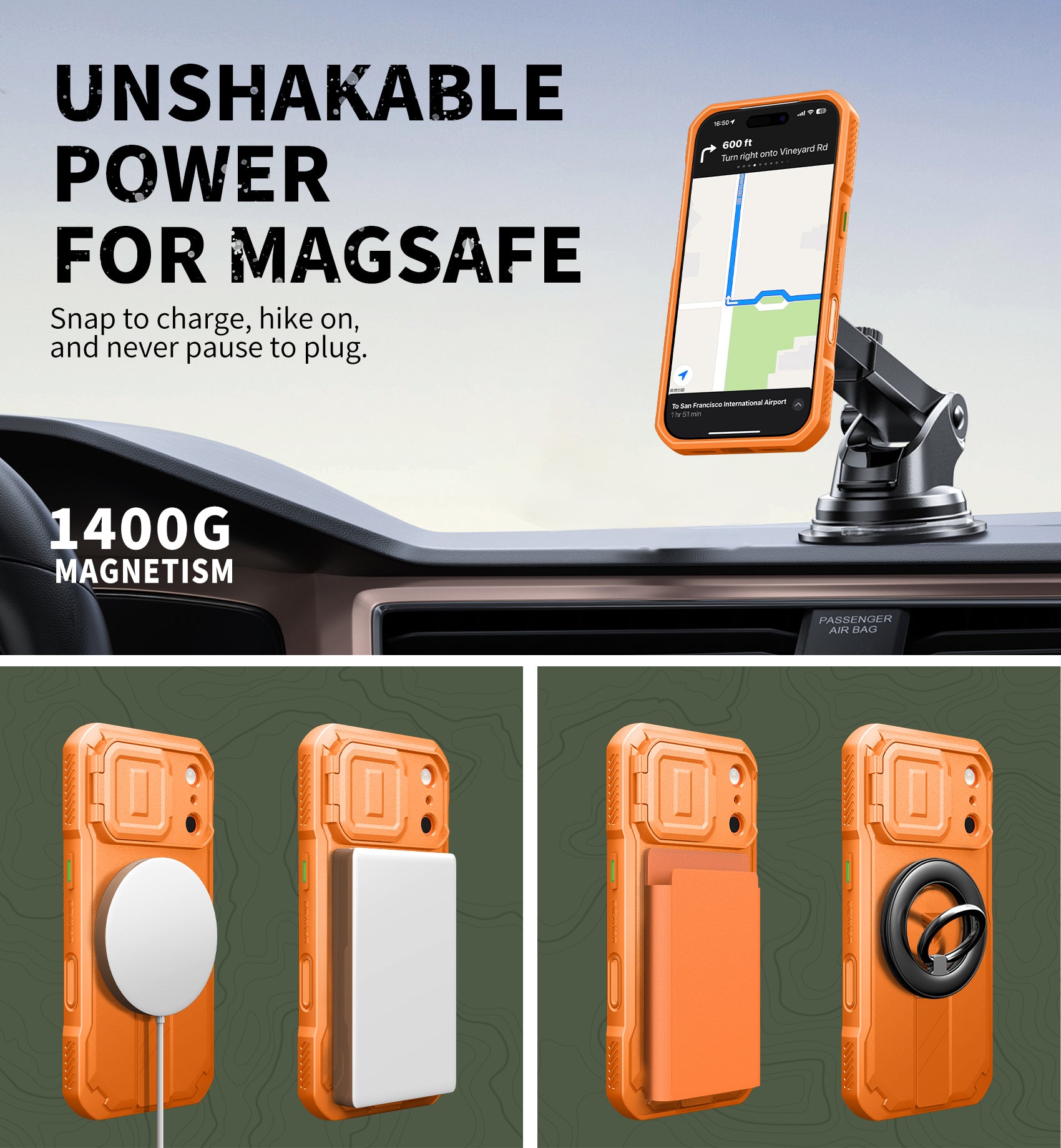 Dexnor Case for iPhone 17 Pro Built-in Flip Camera Cover Camera Control Cover Kickstand Compatible with MagSafe Heavy-Duty Rugged Shockproof Magnetic Phone Cover 6.3 inch