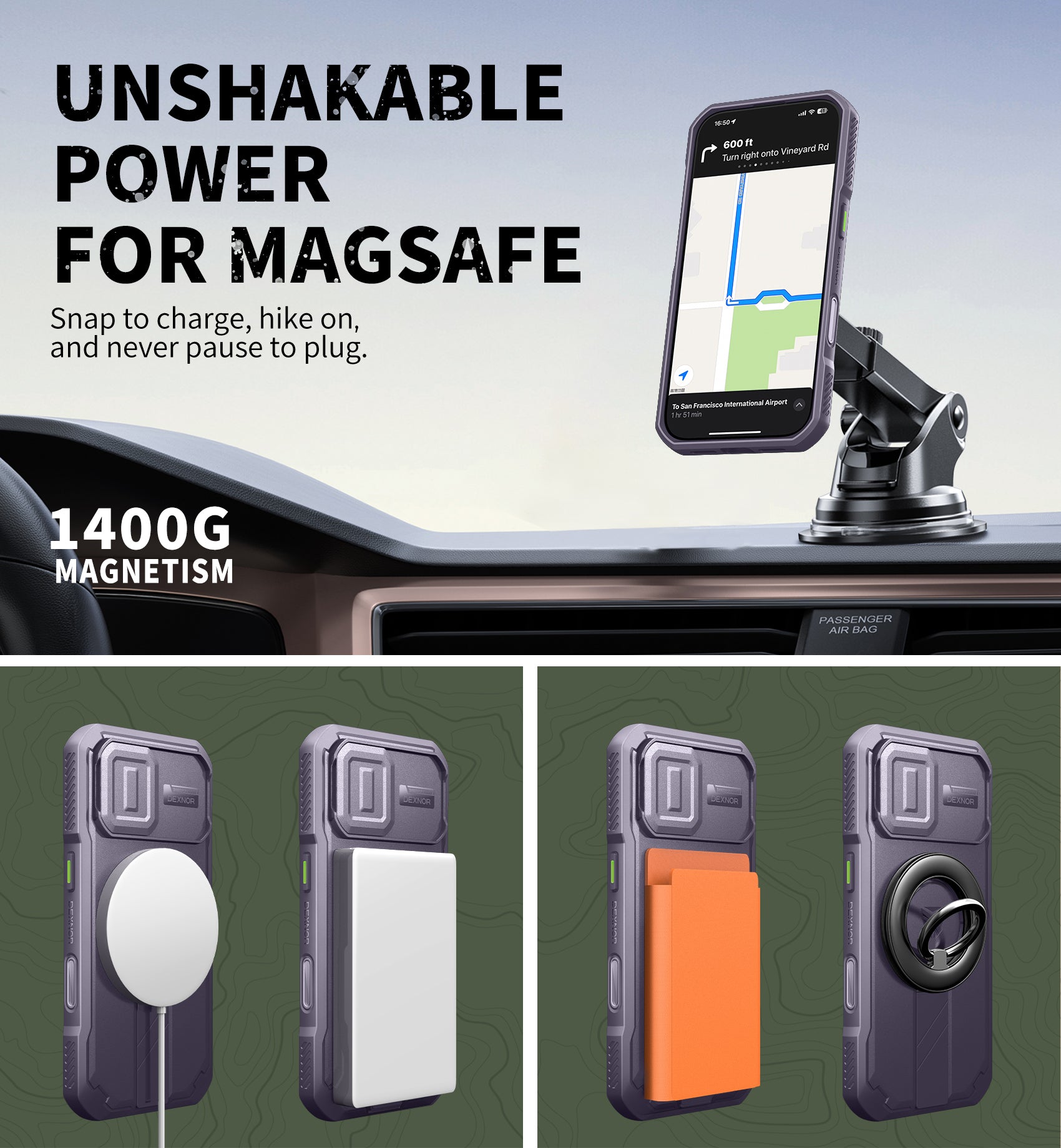 Dexnor Case for iPhone 17 with Slide Camera Cover Adjustable Kickstand Compatible with MagSafe Rugged Shockproof Bumper Heavy-Duty Magnetic Protective Cover 6.3 inch