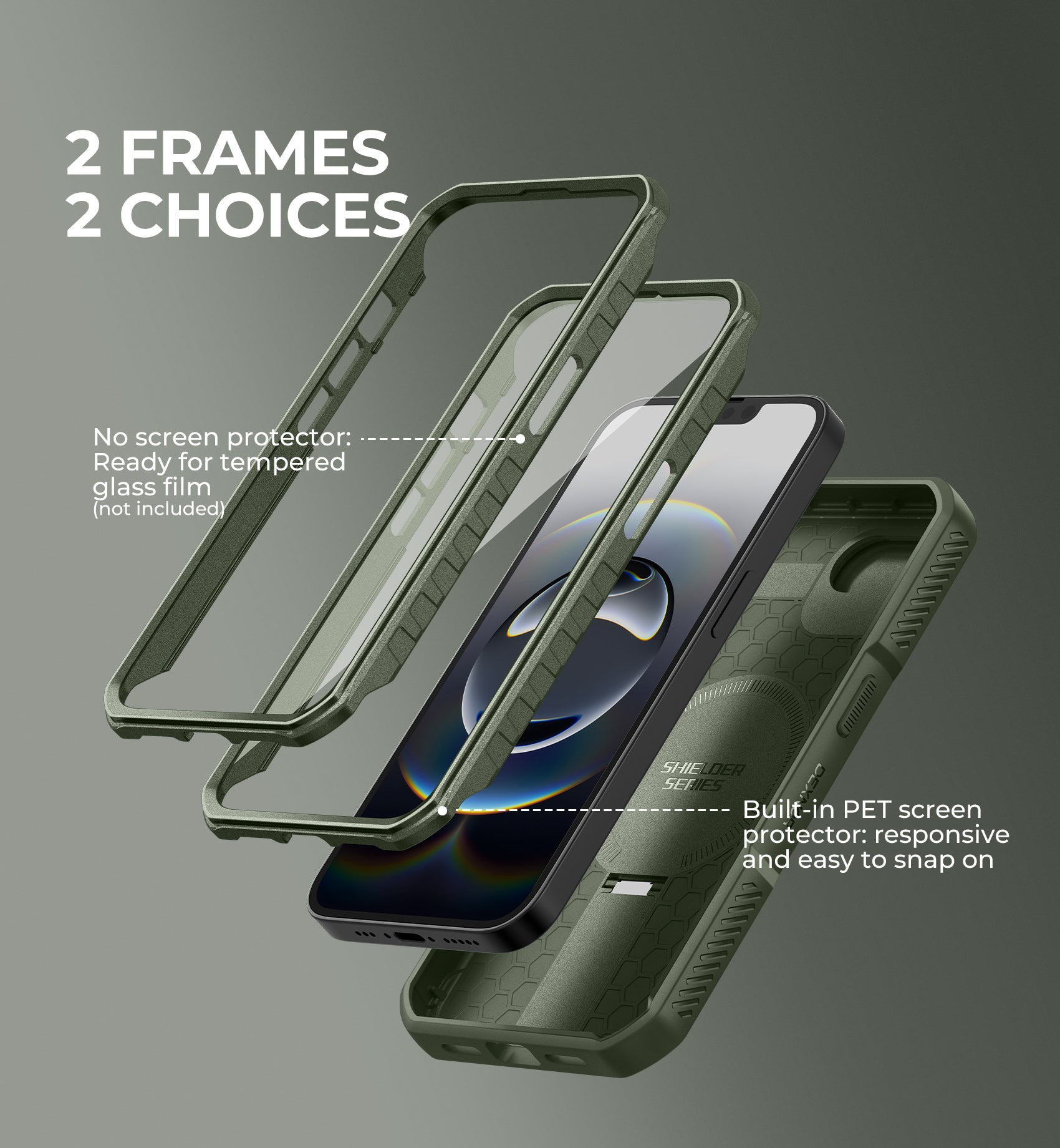 Dexnor Case for iPhone 17e 2 Front Frame Built-in Slide Camera Cover Kickstand Compatible with MagSafe Heavy-Duty with Screen Protector 6.1 inch