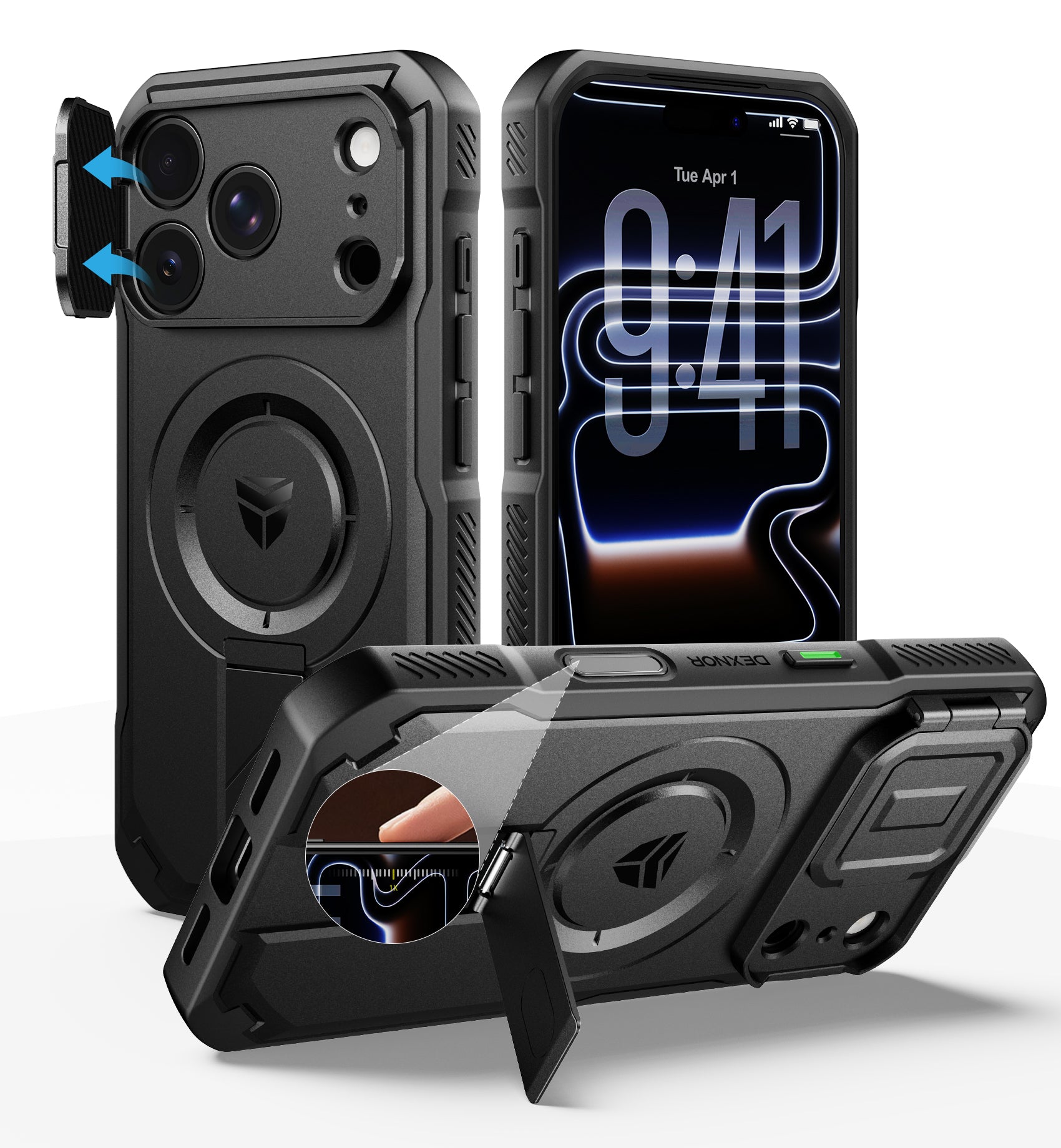 Dexnor Case for iPhone 18 Pro Flip Camera Cover Kickstand Camera Control Cover Compatible with MagSafe Heavy-Duty Rugged Shockproof Cover 6.3 inch