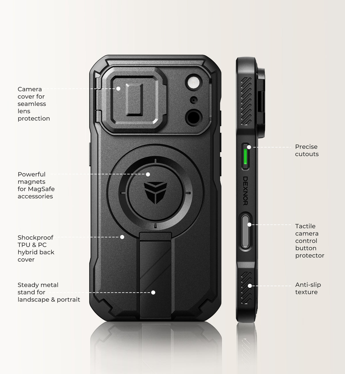 Dexnor Case for iPhone 18 Pro Flip Camera Cover Kickstand Camera Control Cover Compatible with MagSafe Heavy-Duty Rugged Shockproof Cover 6.3 inch