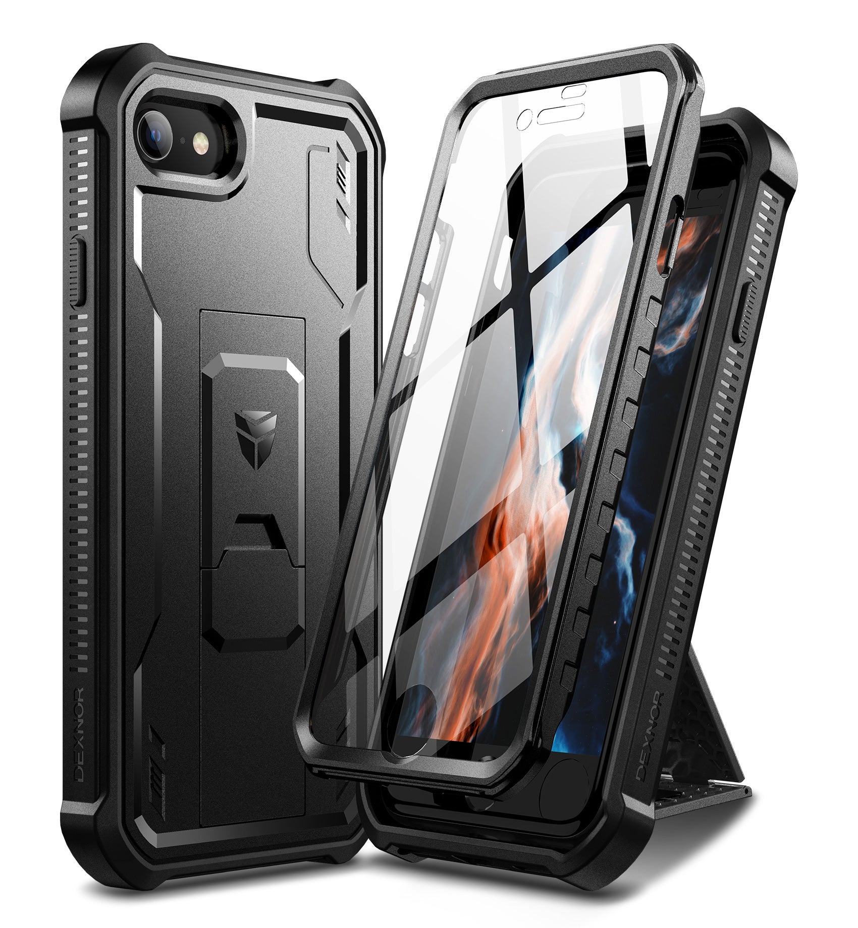 Dexnor Case for iPhone 7 Built in Screen Protector Kickstand Heavy Duty Military Grade Protection