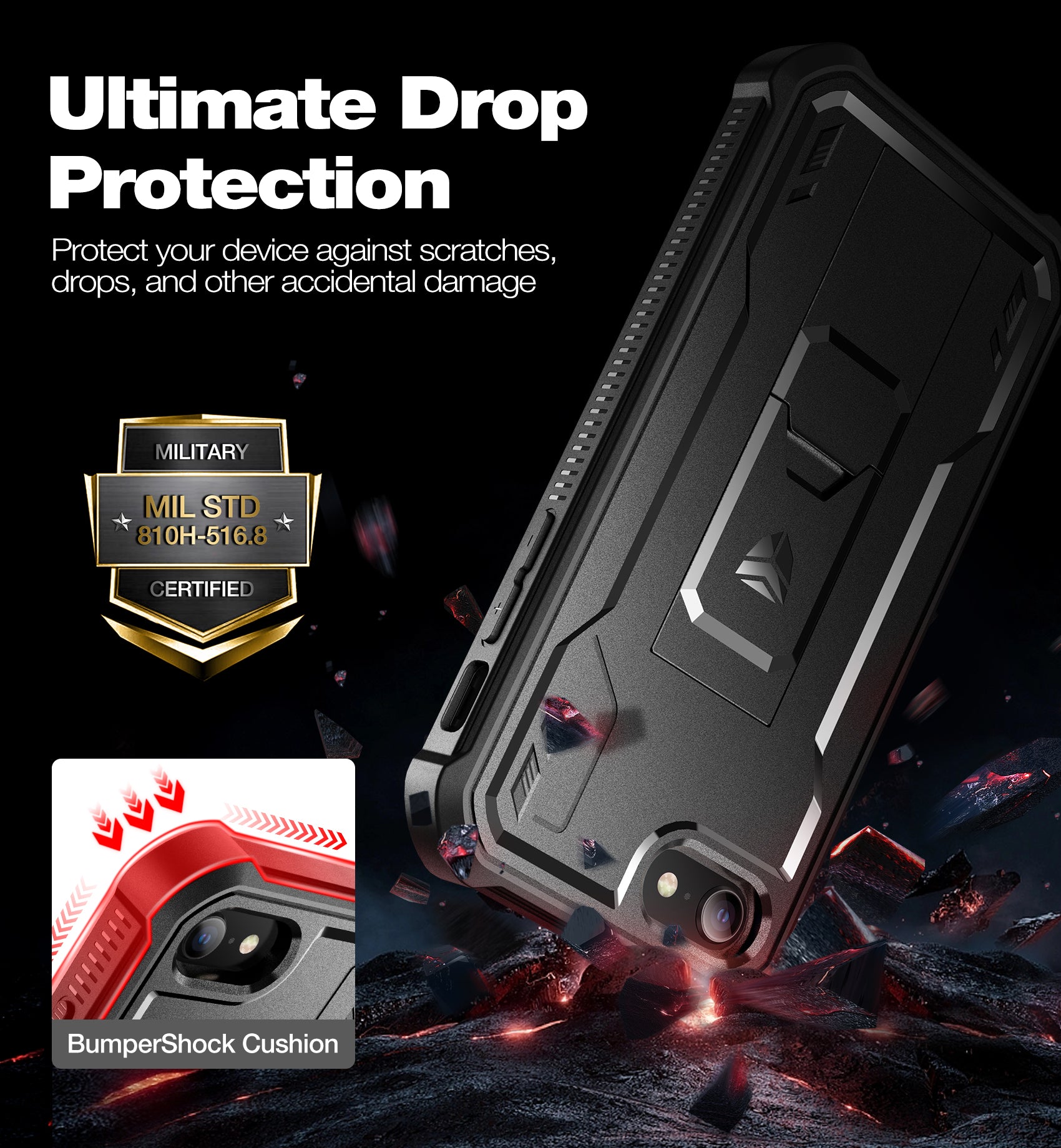 Dexnor Case for iPhone SE 2020 2nd Gen Built in Screen Protecto Kickstand Heavy Duty Military Grade Protection