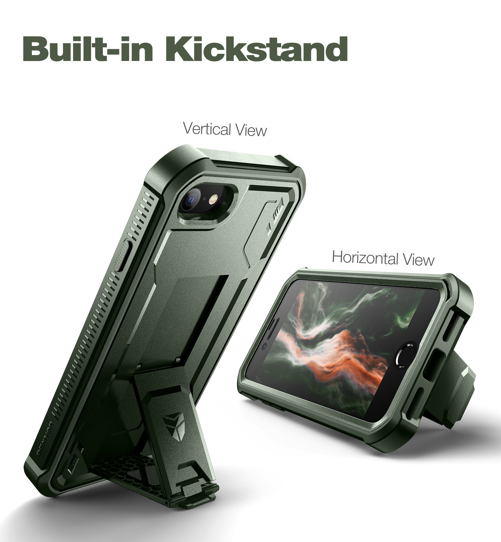 Dexnor Case for iPhone SE 2020 2nd Gen Built in Screen Protecto Kickstand Heavy Duty Military Grade Protection
