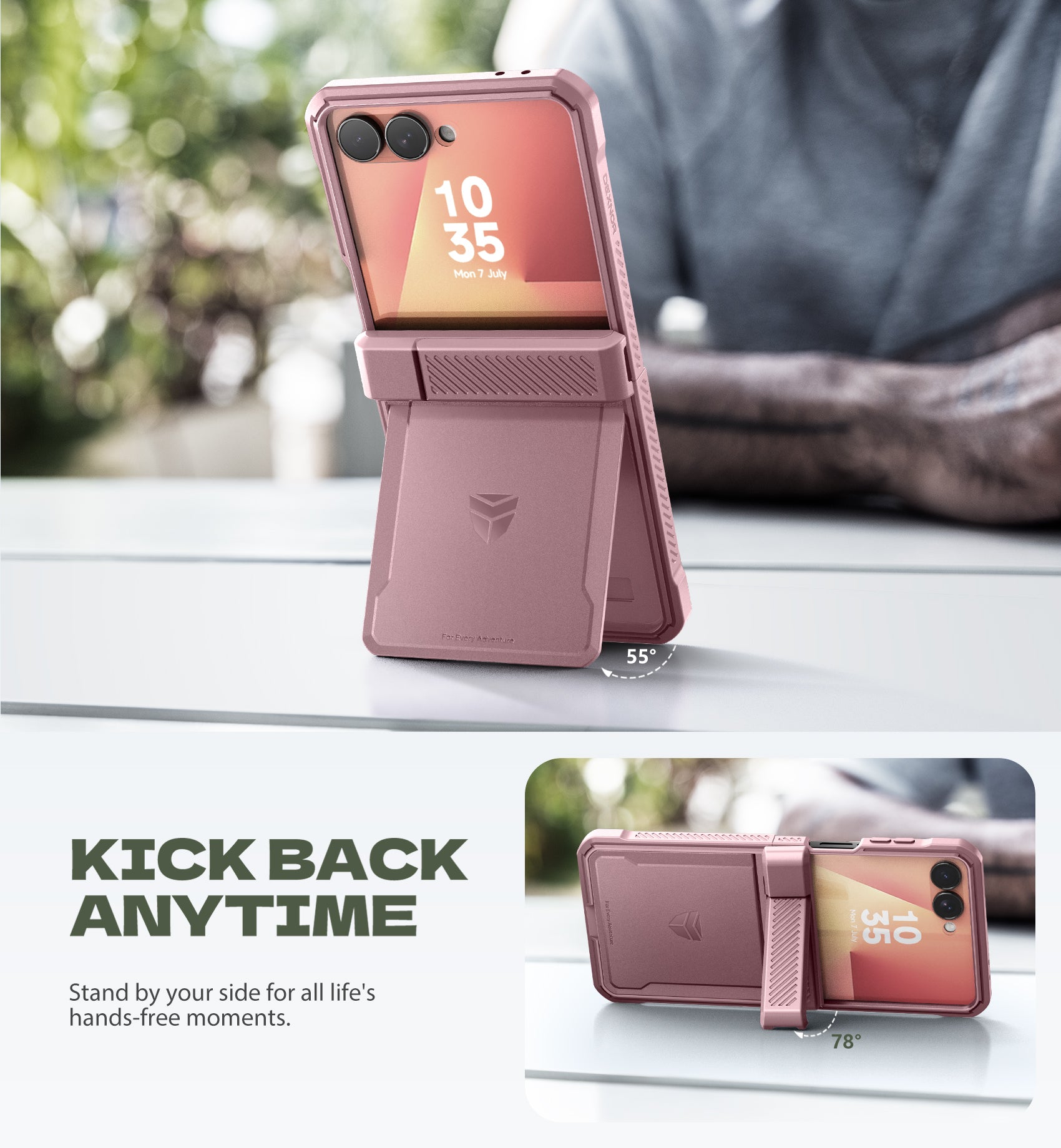 Dexnor Full Body Case For Samsung Galaxy Z Flip 7 with Dual Kickstands Auto-Close Hinge Protection Screen Protector Shockproof Bumper Cover